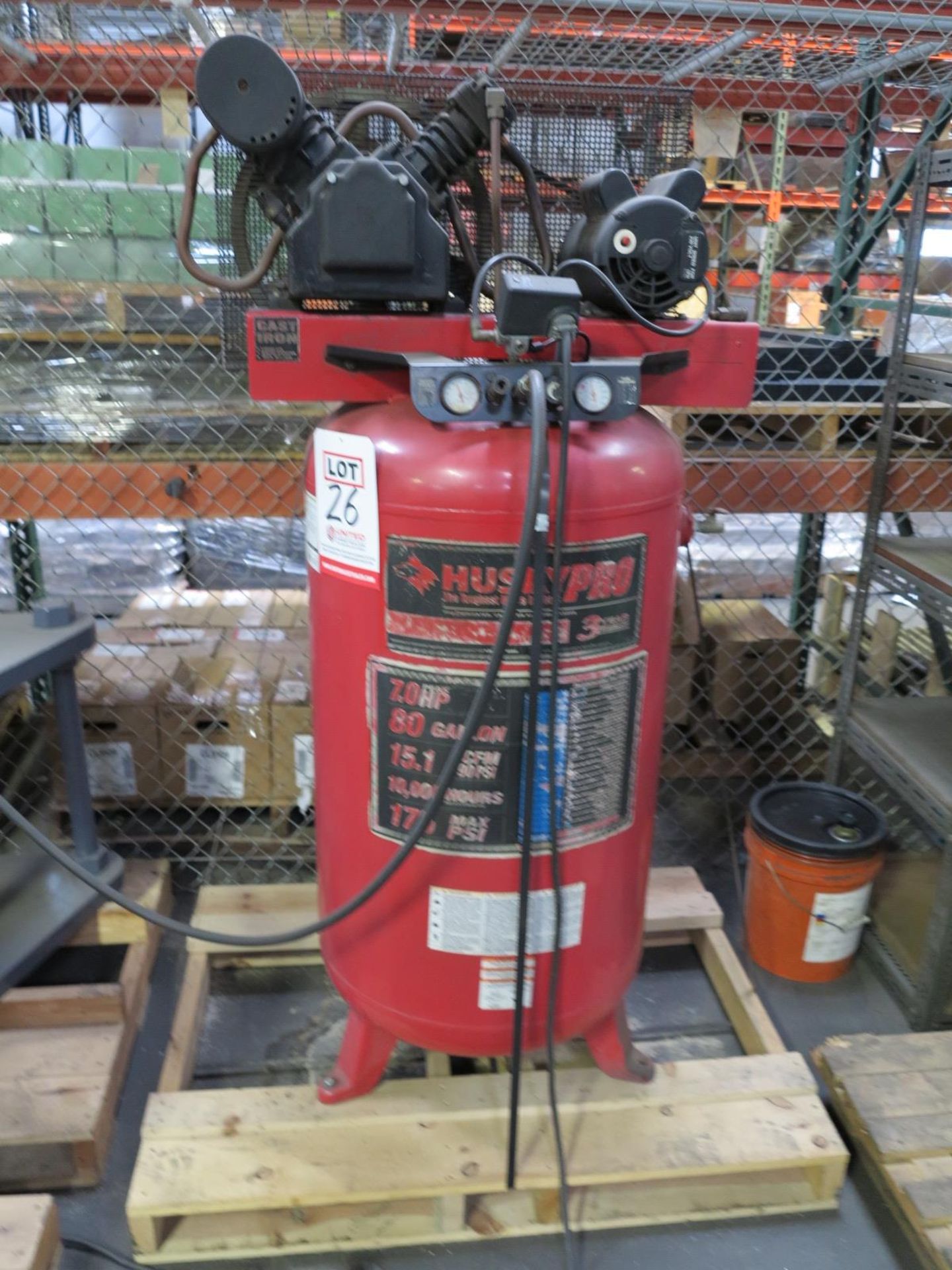 HUSKY PRO 7 HP AIR COMPRESSOR, 80 GAL VERTICAL TANK, 15.1 SCFM@ 90 PSI, 175 MAX PSI