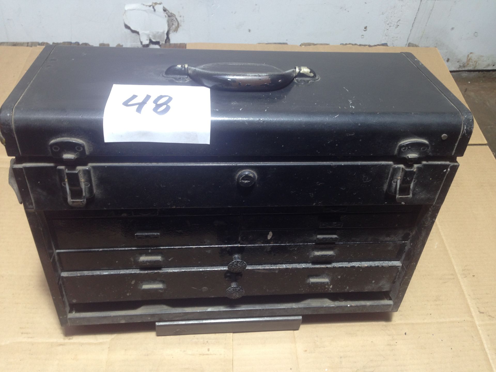 LOT - 7-DRAWER KENNEDY TOOL BOX, W/ CONTENTS TO INCLUDE: BORING BITS, SPADE BITS, COLLARS, ETC.