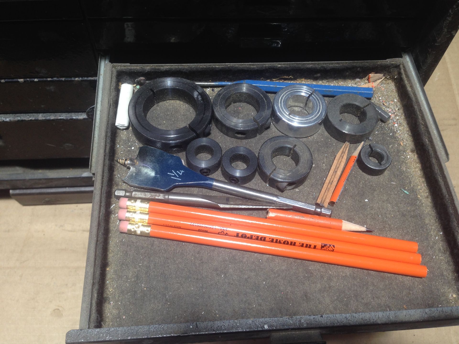 LOT - 7-DRAWER KENNEDY TOOL BOX, W/ CONTENTS TO INCLUDE: BORING BITS, SPADE BITS, COLLARS, ETC. - Image 5 of 6