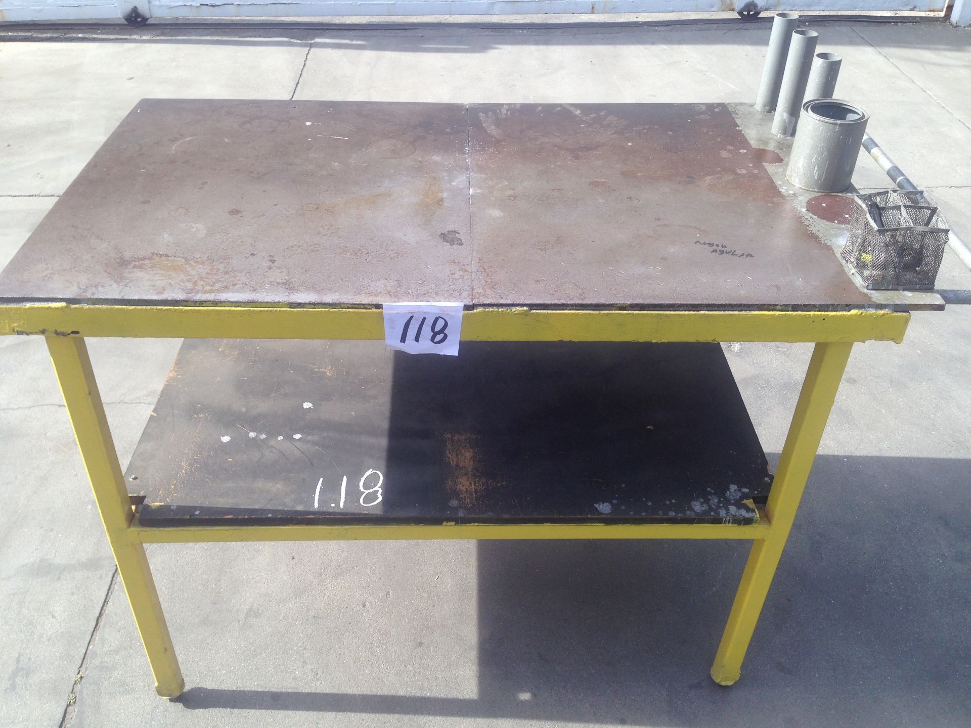52" X 30" TABLE, 1/2" THICK STEEL TOP, TOOL HOLDERS