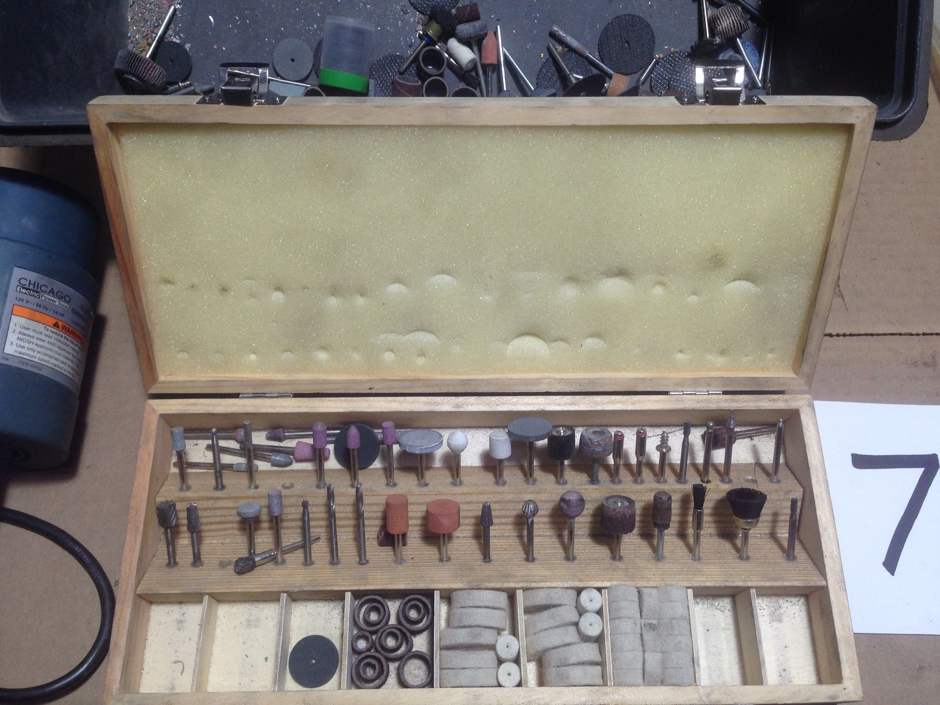 LOT - (2) ELECTRIC GRINDERS, W/ ASSORTMENT OF CUTTING, GRINDING, SANDING INSERTS - Image 2 of 2