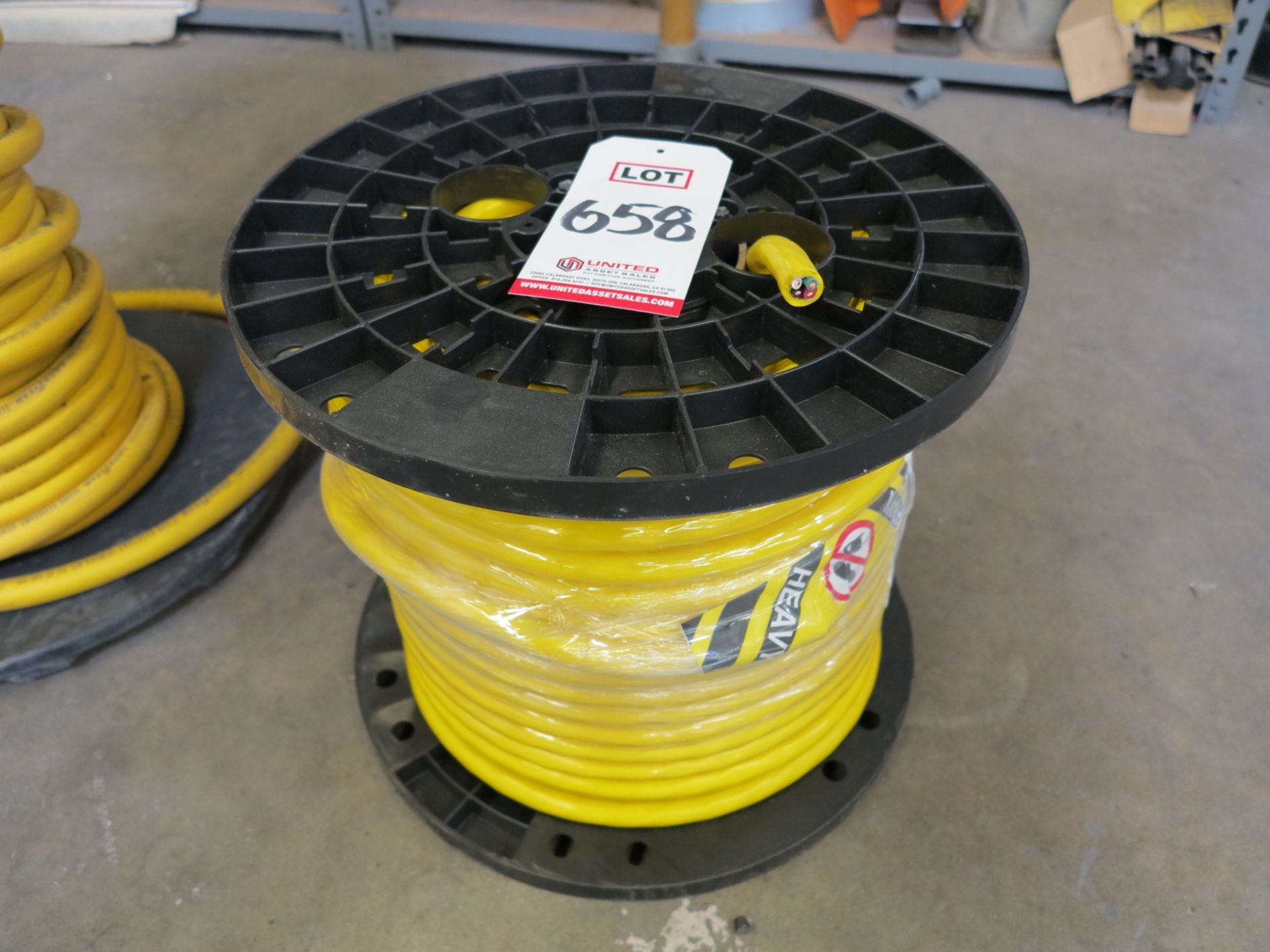 250' SPOOL OF 12 GAGE, 4-WIRE CABLE, YELLOW, NEW FULL ROLL