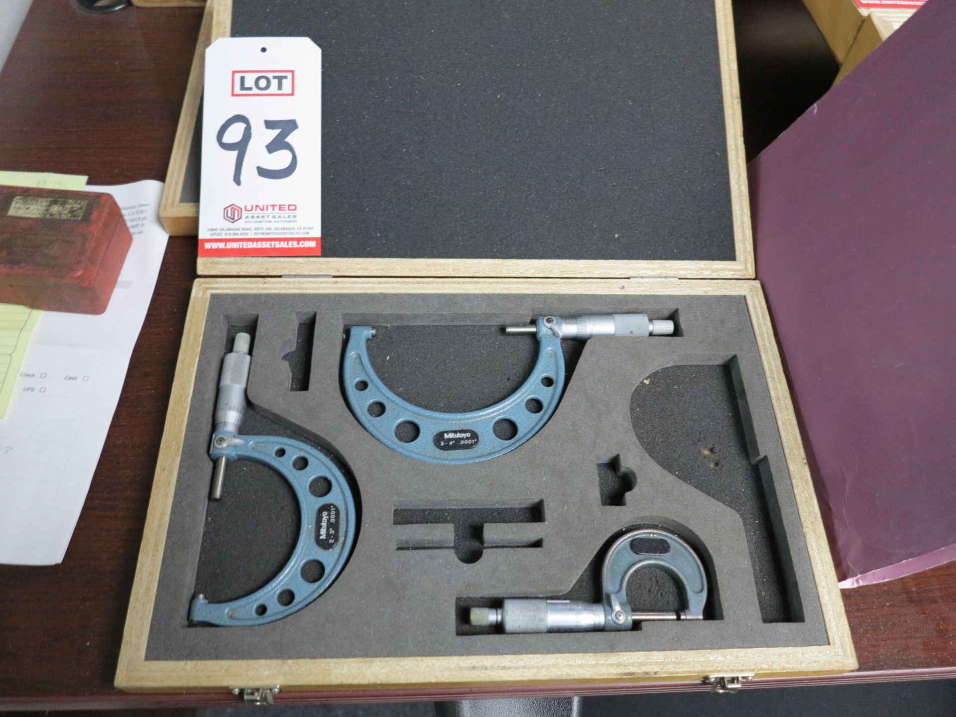 MITUTOYO 0-4" 4-PIECE MICROMETER SET, NO. 103 (MISSING THE 1-2" MICROMETER)