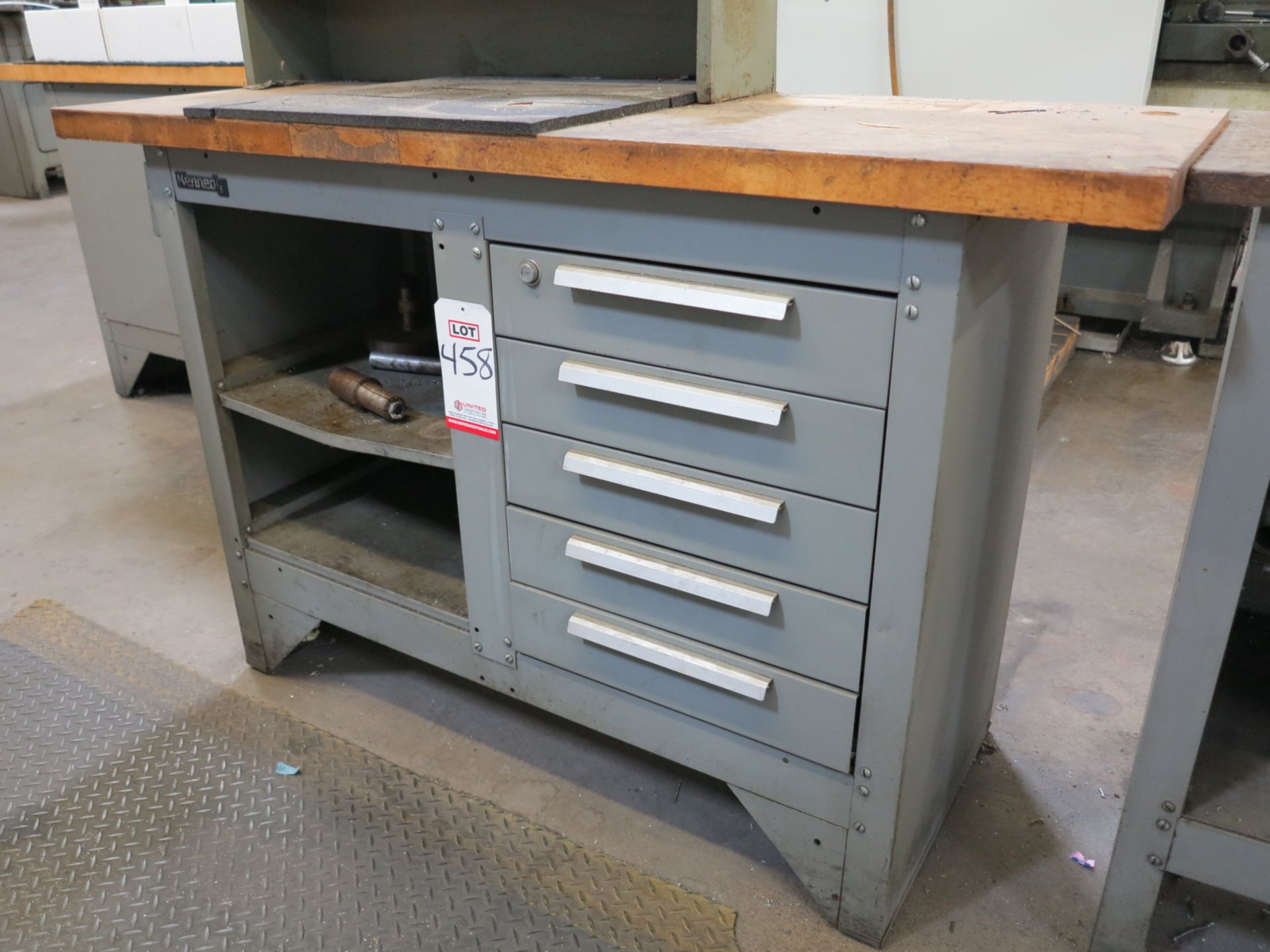 KENNEDY 5-DRAWER WORKBENCH, BUTCHERBLOCK TOP, 54" X 20"