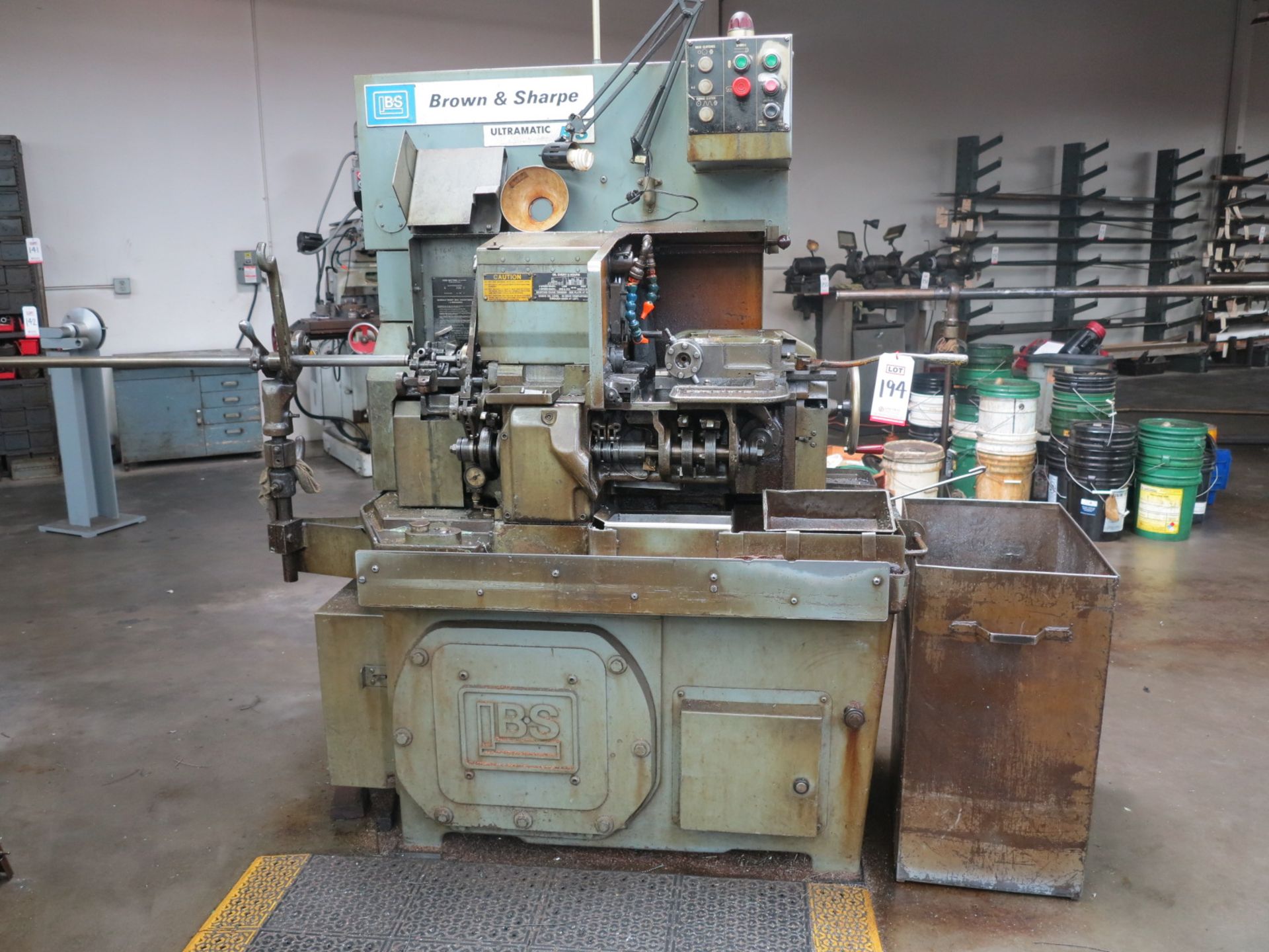 BROWN & SHARPE ULTRAMATIC R/S SCREW MACHINE, SINGLE SPINDLE, S/N 542-00-9699, W/ FEEDER TUBE