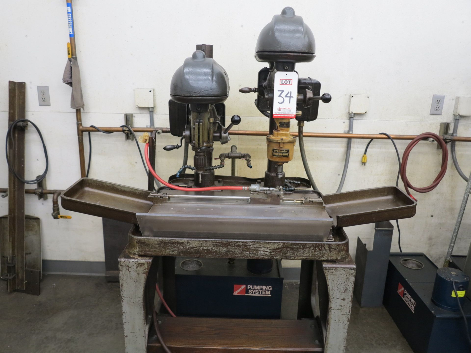 BUFFALO FORGE DRILL PRESS BANK/TABLE, W/ TAPPING HEAD