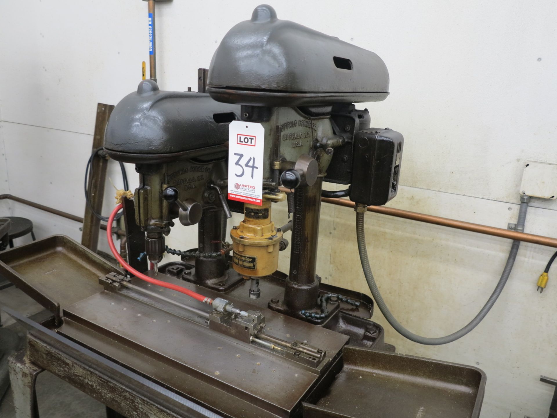 BUFFALO FORGE DRILL PRESS BANK/TABLE, W/ TAPPING HEAD - Image 2 of 3