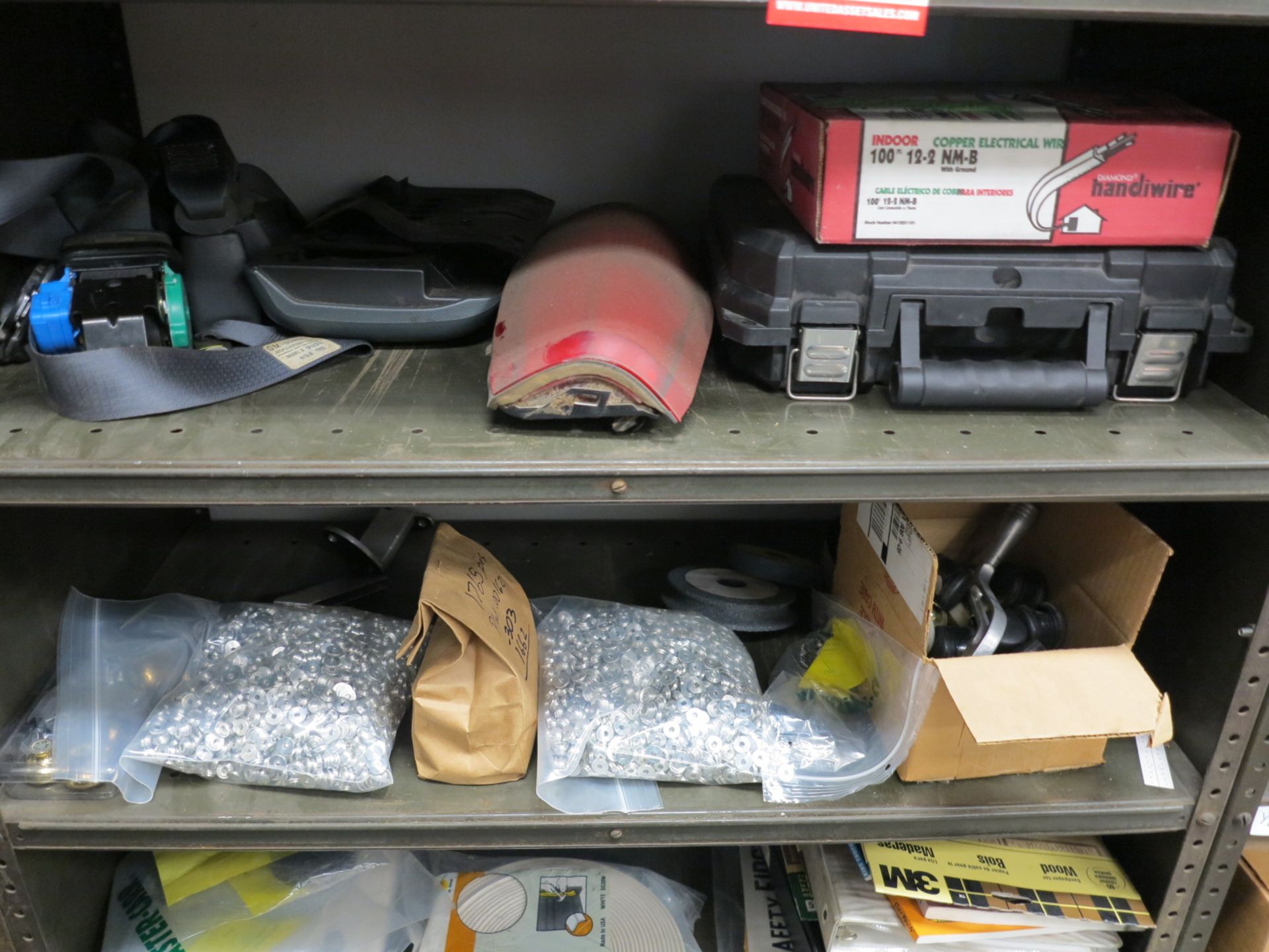 LOT - CONTENTS ONLY OF SHELF UNIT, TO INCLUDE: ROMEX WIRE, BALLAST, ETC. - Image 2 of 3