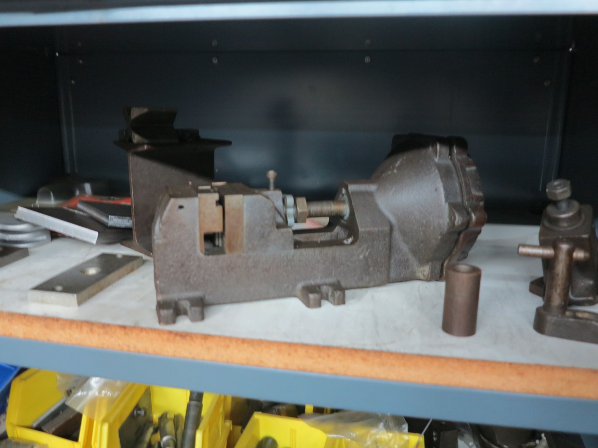 LOT - CONTENTS ONLY OF CABINET, TO INCLUDE: VISES, CHUCKS, END MILLS, LETTER STAMPS, DRILLS AND - Image 2 of 3