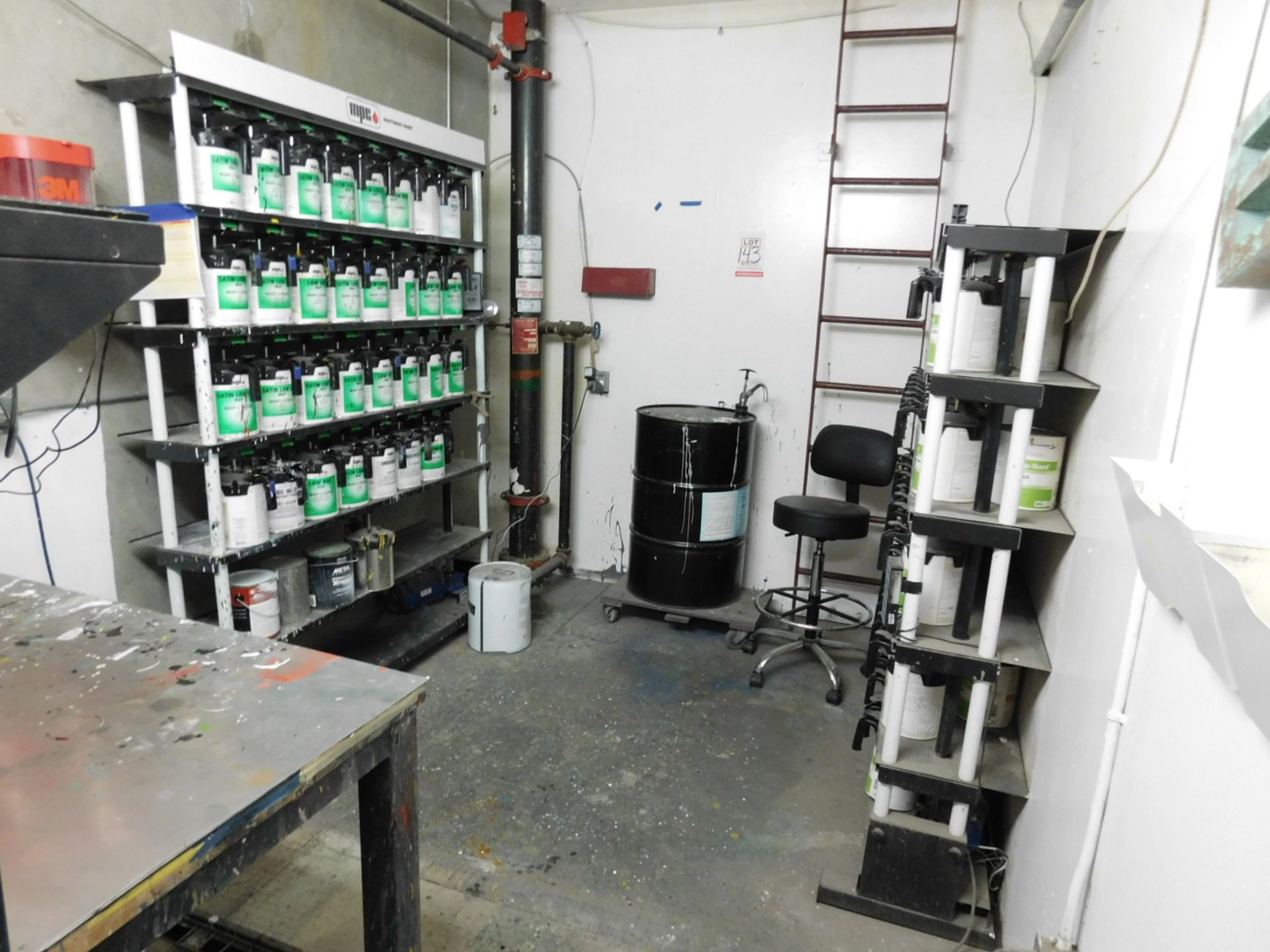 LOT - CONTENTS OF PAINT MIXING ROOM, INCLUDING (2) DEDOES PAINT MIXING STATIONS