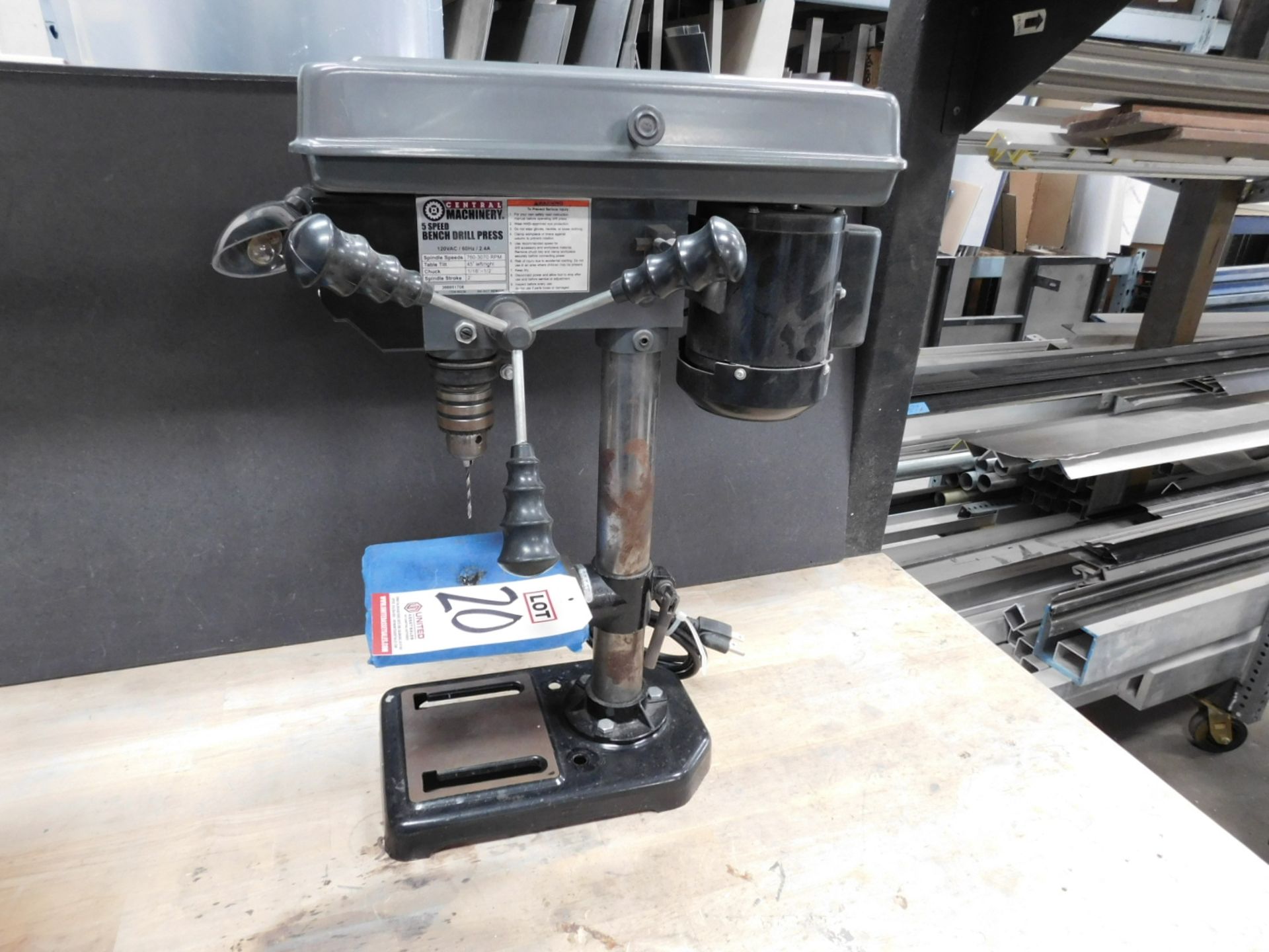 CENTRAL MACHINERY 8" BENCHTOP DRILL PRESS, 5-SPEED, S/N 366851708