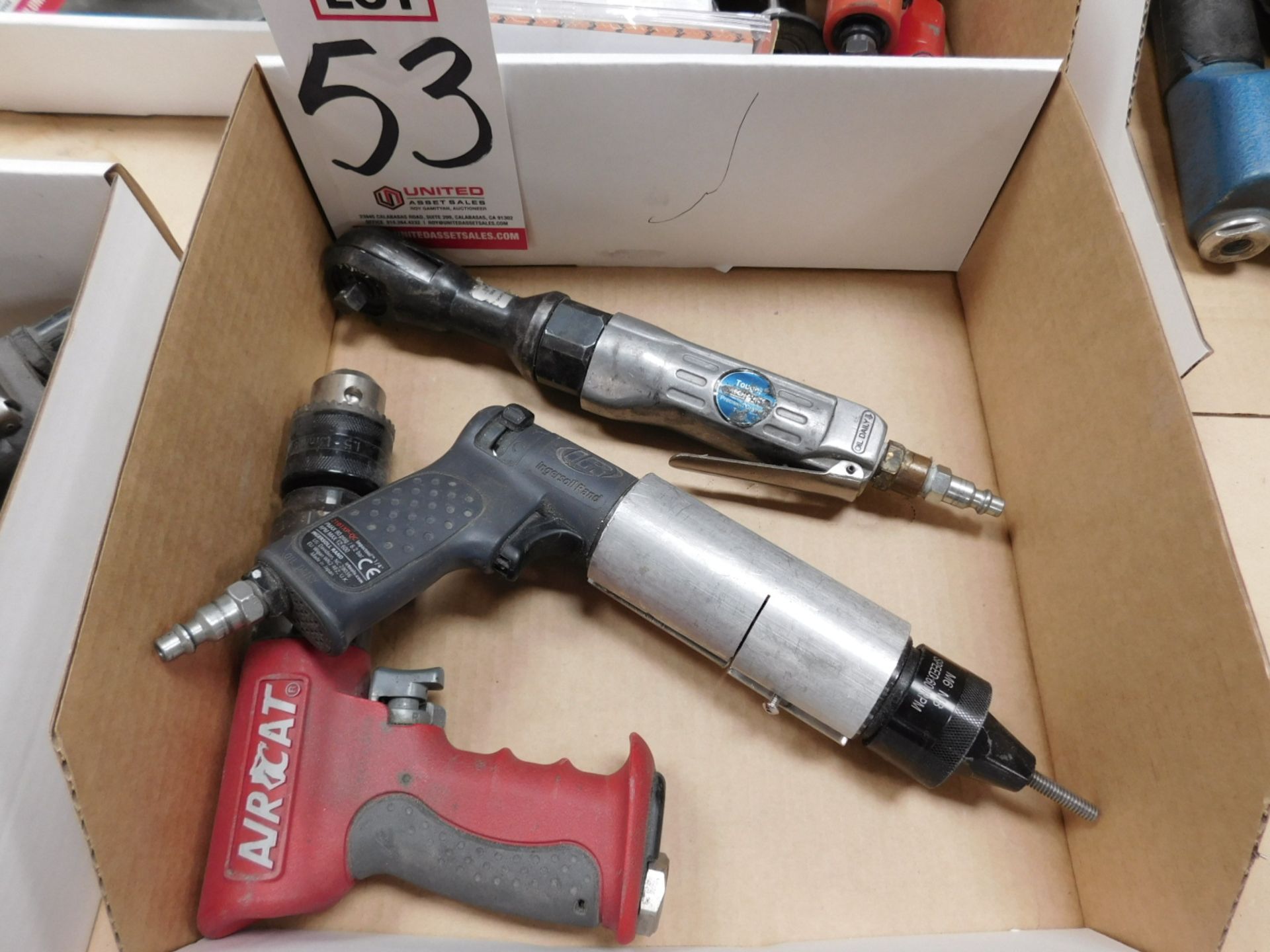 LOT - (1) AIRCAT PNEUMATIC 3/8" DRILL , (1) INGERSOLL-RAND 2101XP-QC 1/4" IMPACTOOL AND (1)