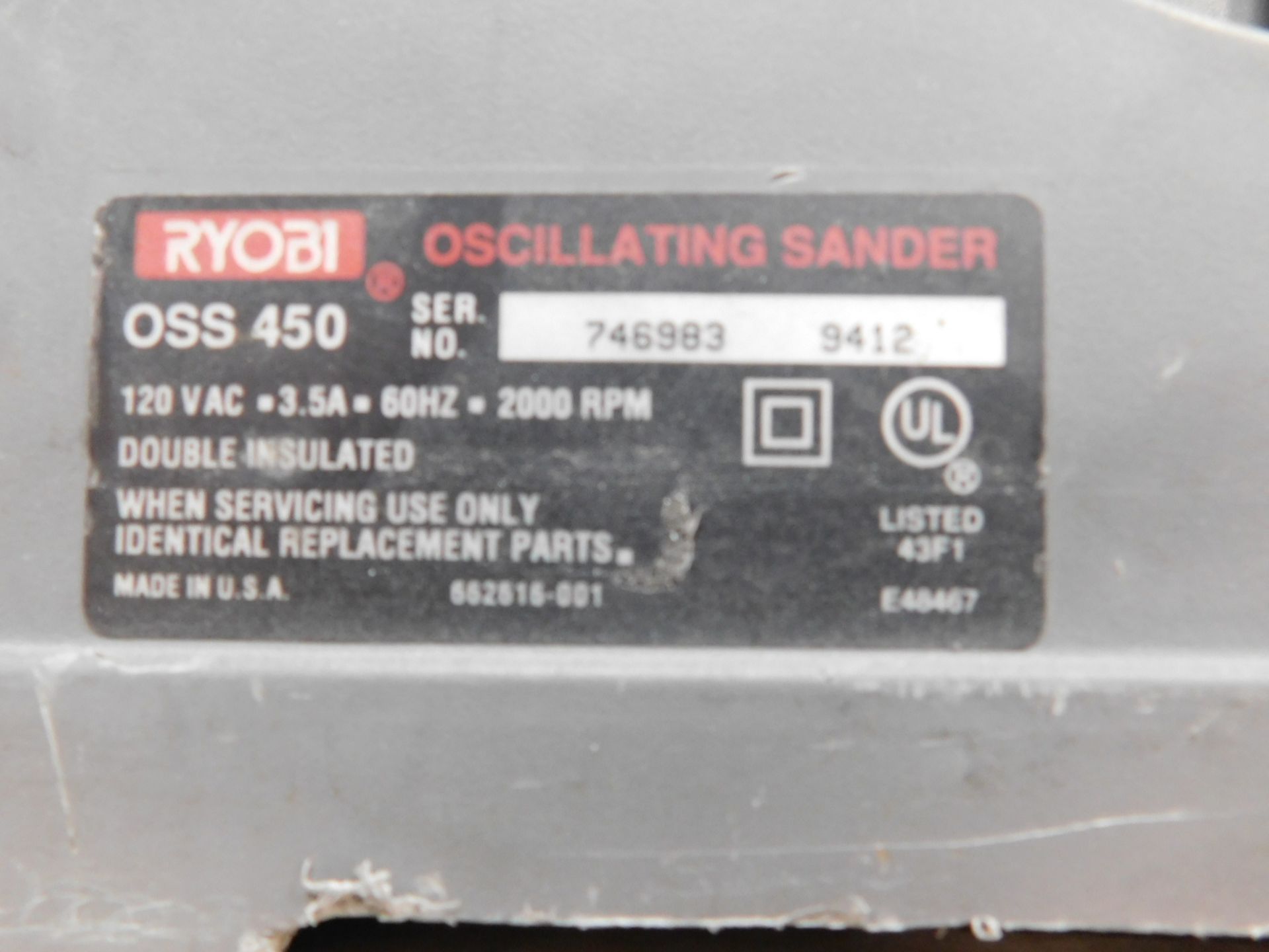 RYOBI OSCILLATING SPINDLE SANDER, MODEL OSS450, S/N 746983-9412 - Image 3 of 3