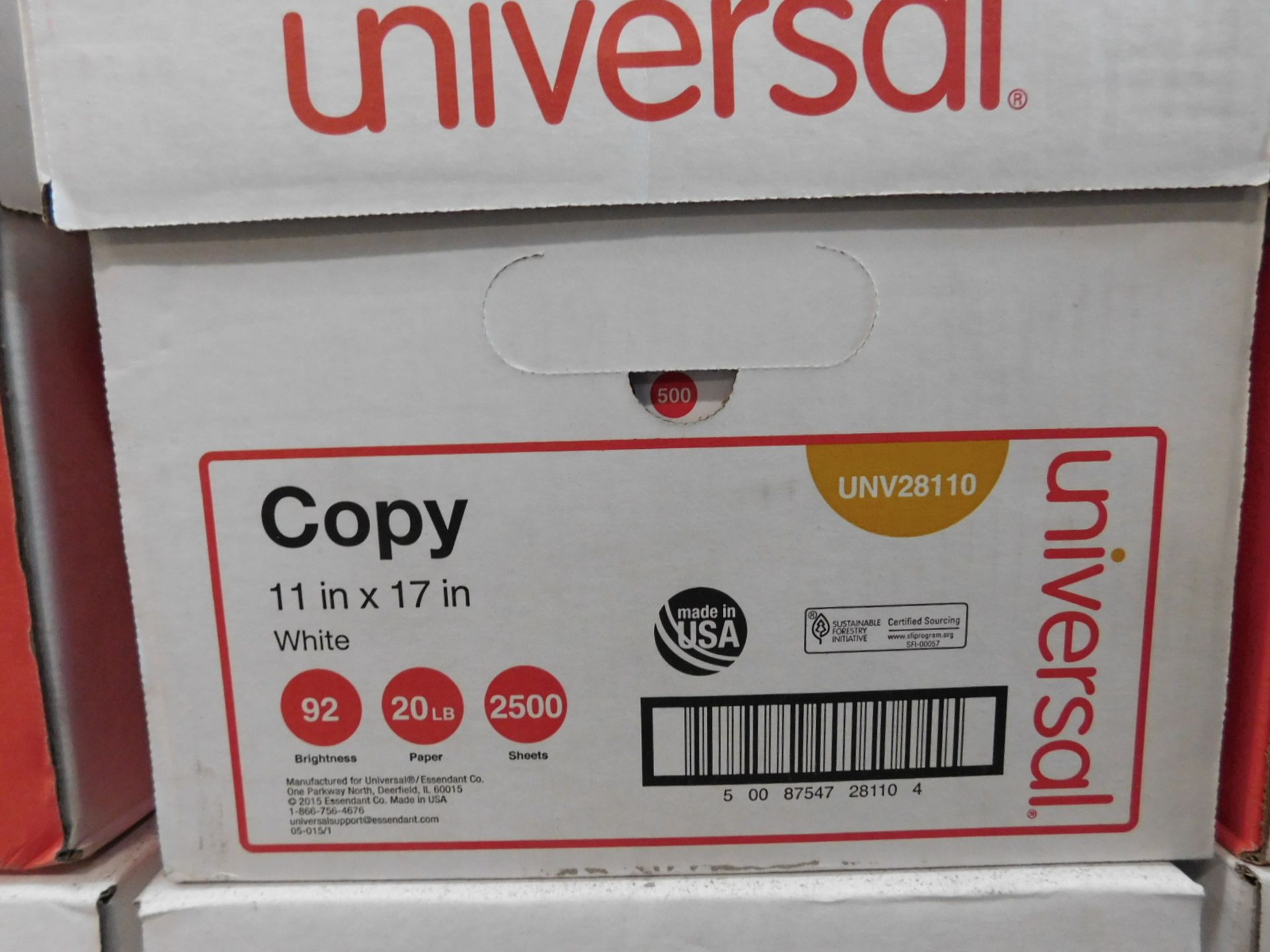 LOT - PALLET OF UNIVERSAL COPY PAPER, 11" X 17" - Image 2 of 2