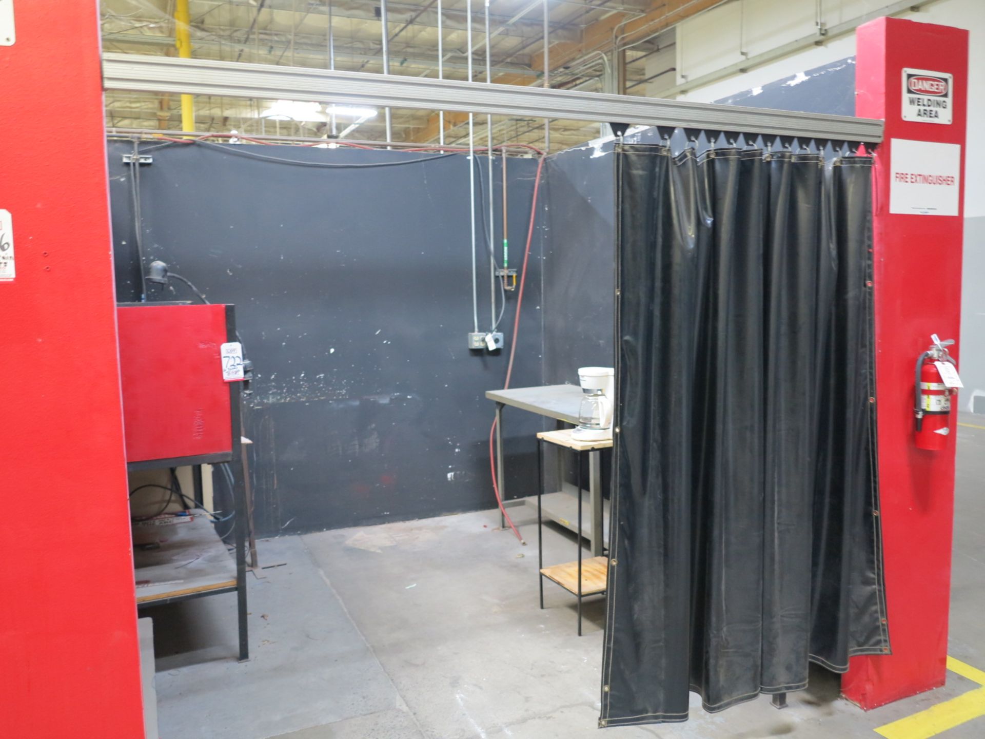 LOT - (3) WELDING CURTAIN SETS, W/ RUNNER