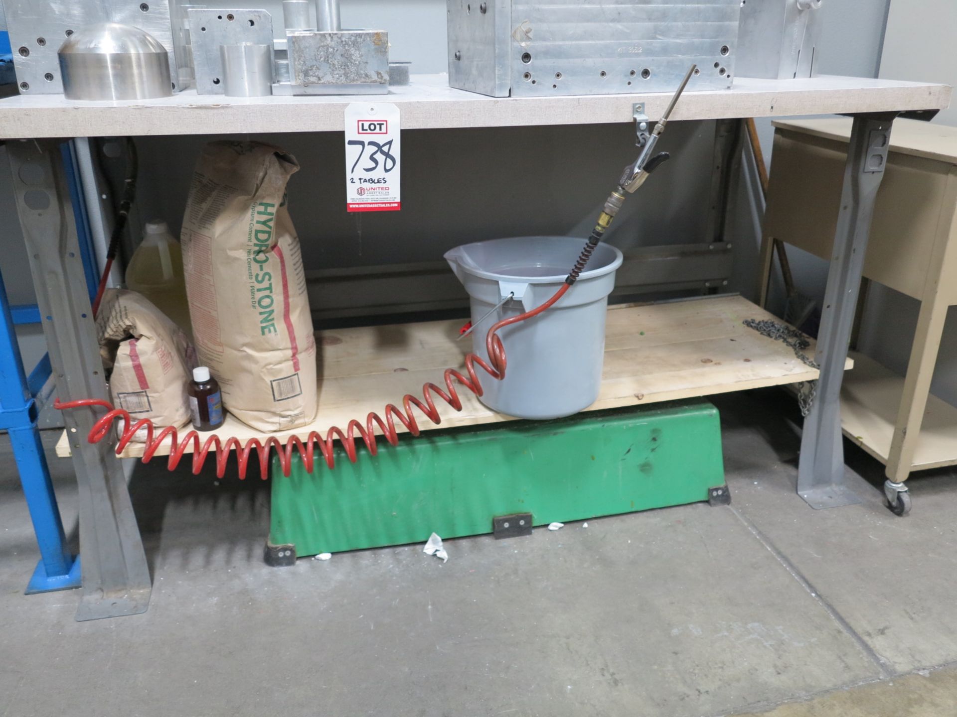 LOT - (2) WORKBENCHES: (1) 5' X 30" X 33-1/2" TALL AND (1) 60" X 24" X 36" TALL; CONTENTS NOT