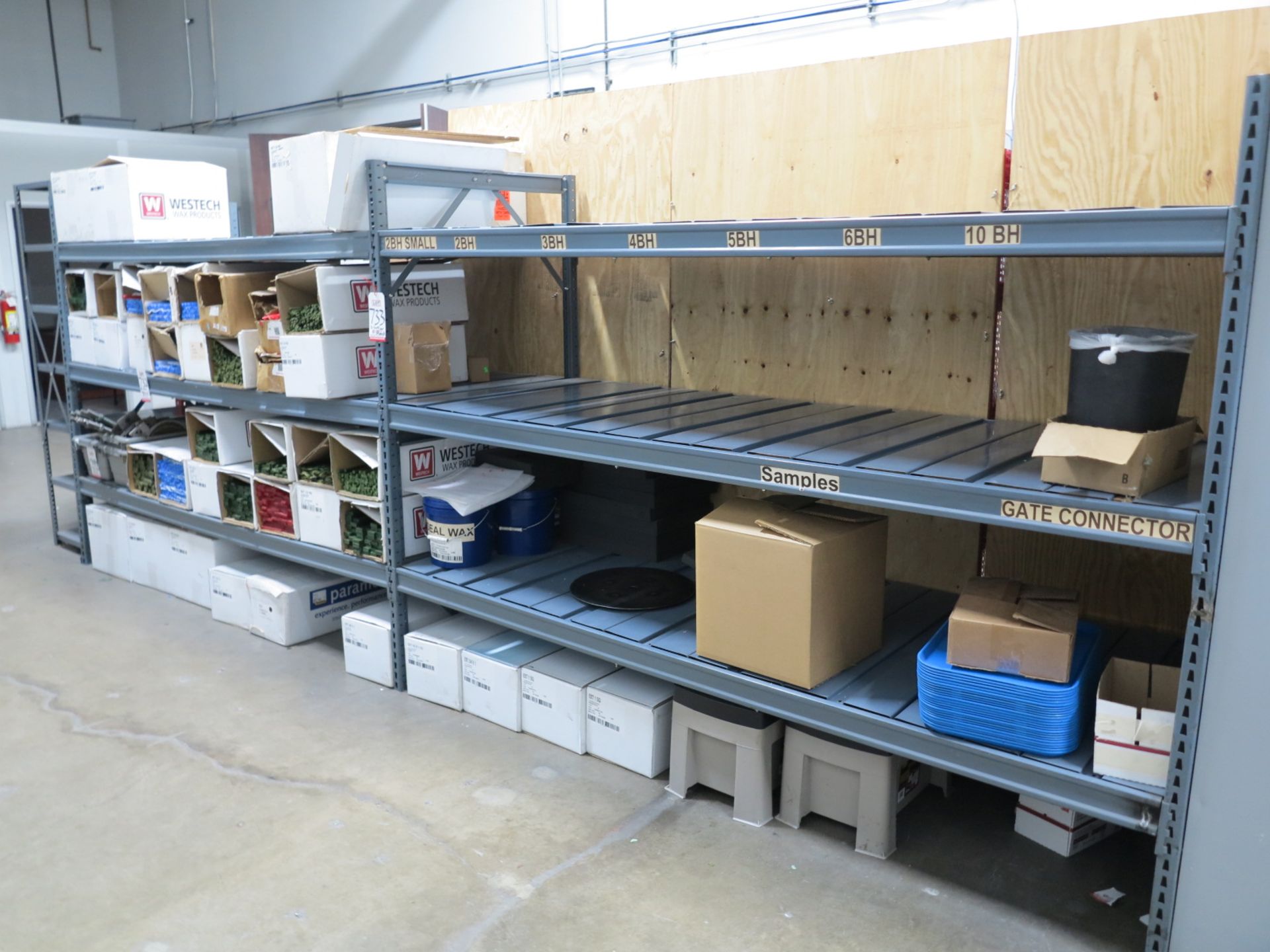 LOT - (2) SECTIONS SHELVING, 8' X 36" X 72" TALL, HEAVY DUTY, CONTENTS NOT INCLUDED