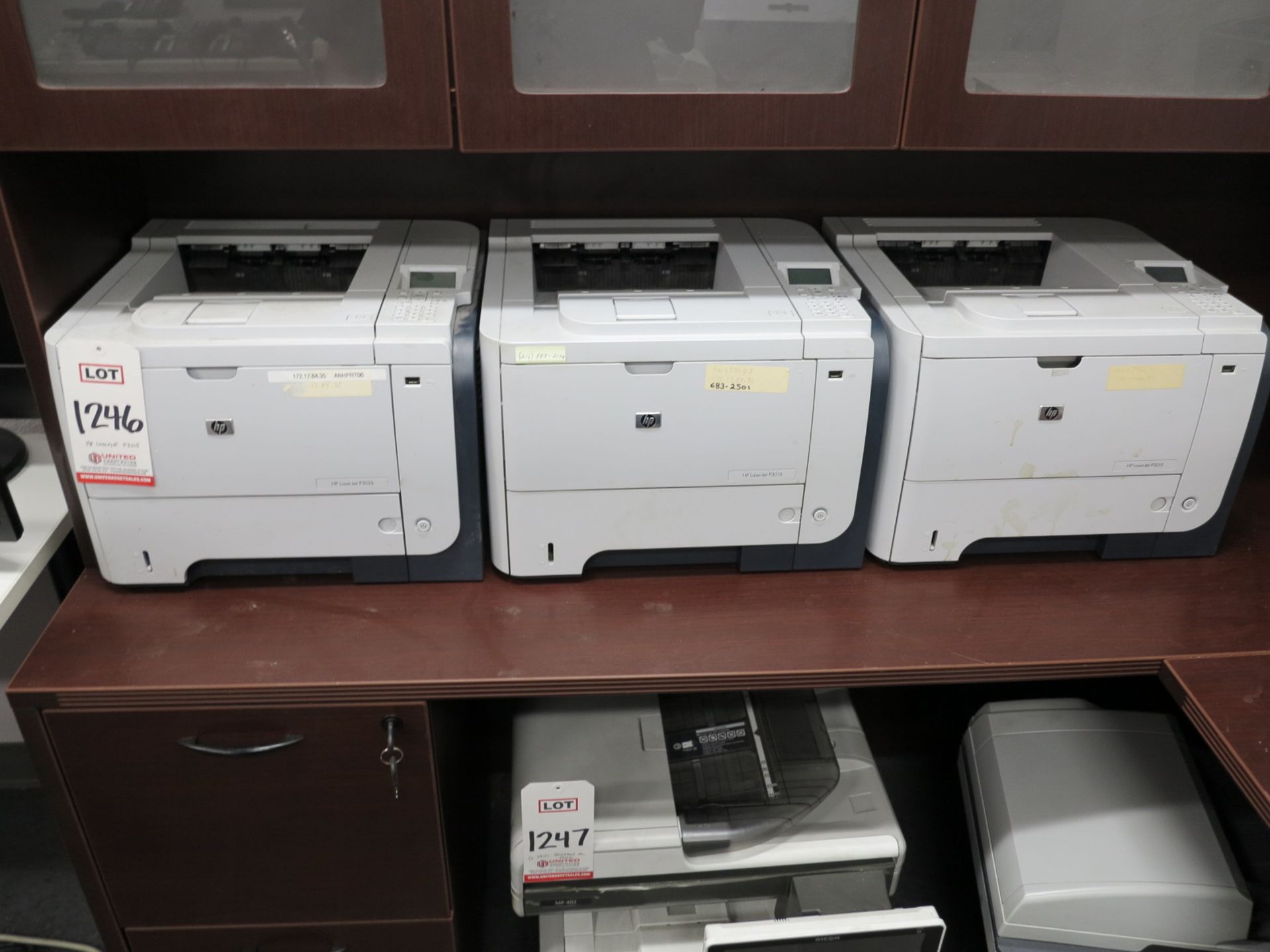 LOT - (3) HP LASERJET P3015 PRINTERS