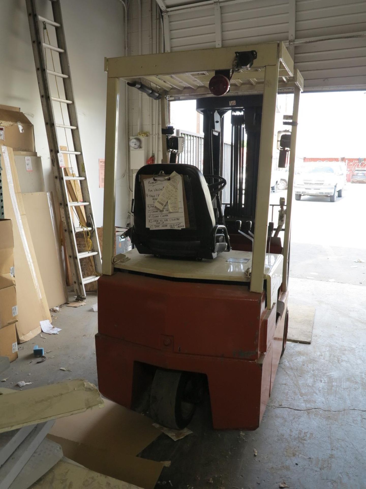 NISSAN ELECTRIC FORKLIFT, MODEL OT30S, 3-STAGE MAST, 2,700 LB CAPACITY, S/N 0T30S-B96-70058, W/ - Image 5 of 10