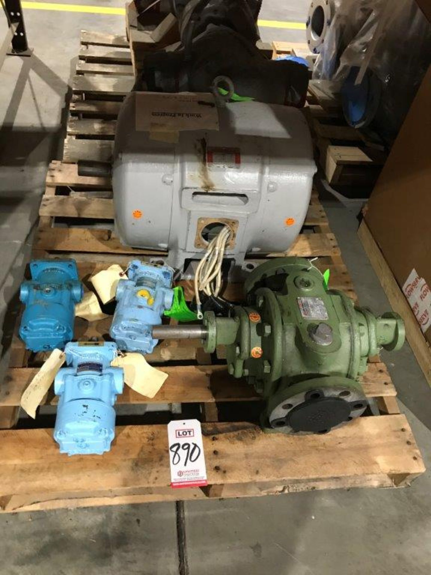 LOT - PALLET ASSORTED PUMPS: (3) HAGGLUNDS, (1) WORTHINGTON ROTARY PUMP, (1) ELECTRIC APPERATIC 50