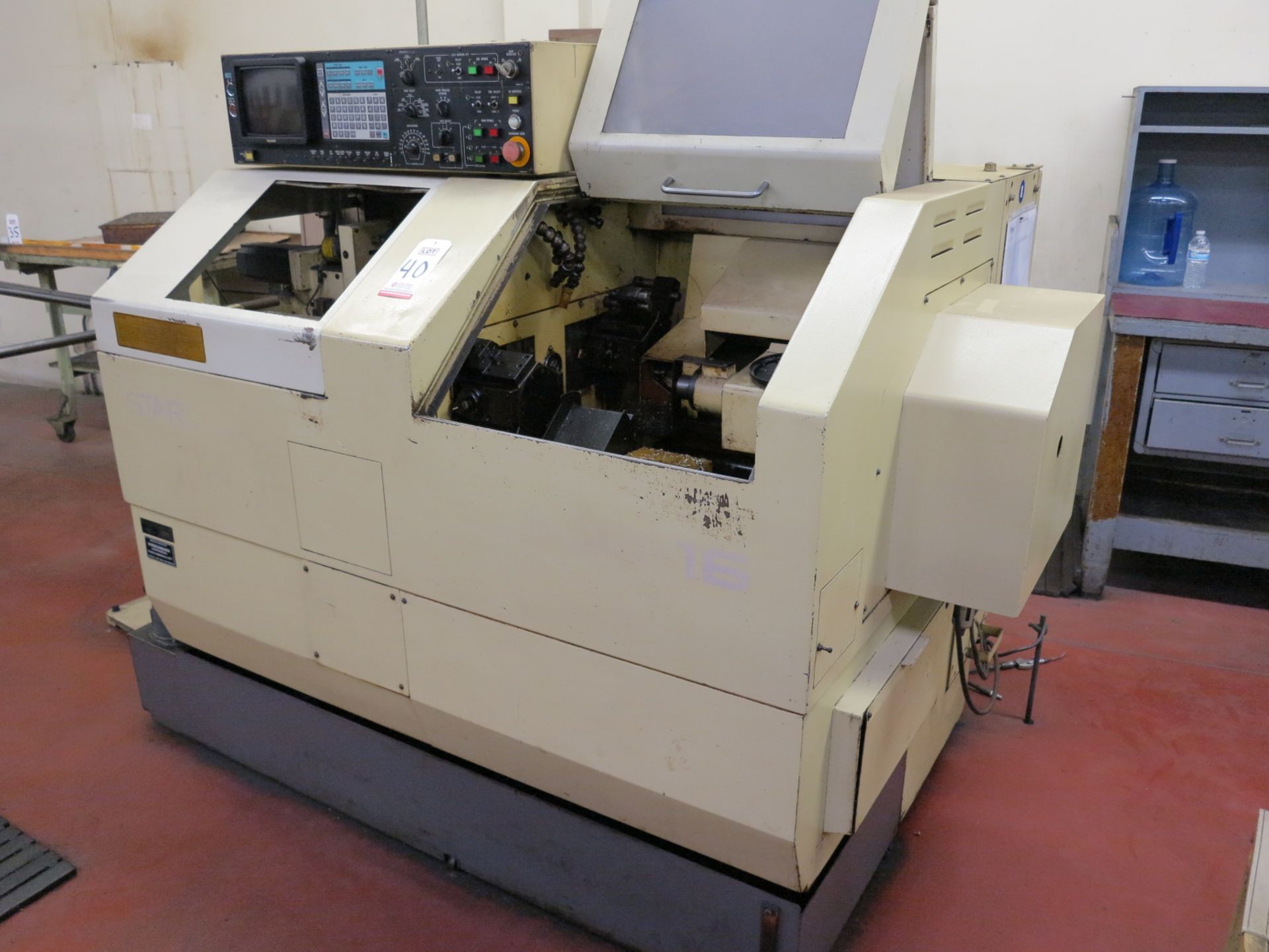 STAR KJR-16 SWISS TYPE LATHE, W/ YASNAC CNC CONTROL, BAR FEEDER, S/N 010268