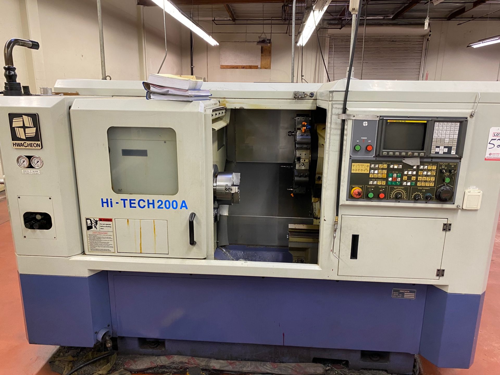 2005 HWACHEON HI TECH 200AI CNC TURNING CENTER, FANUC O1-TB CNC CONTROL, 8" KITAGAWA 3-JAW CHUCK, - Image 4 of 12