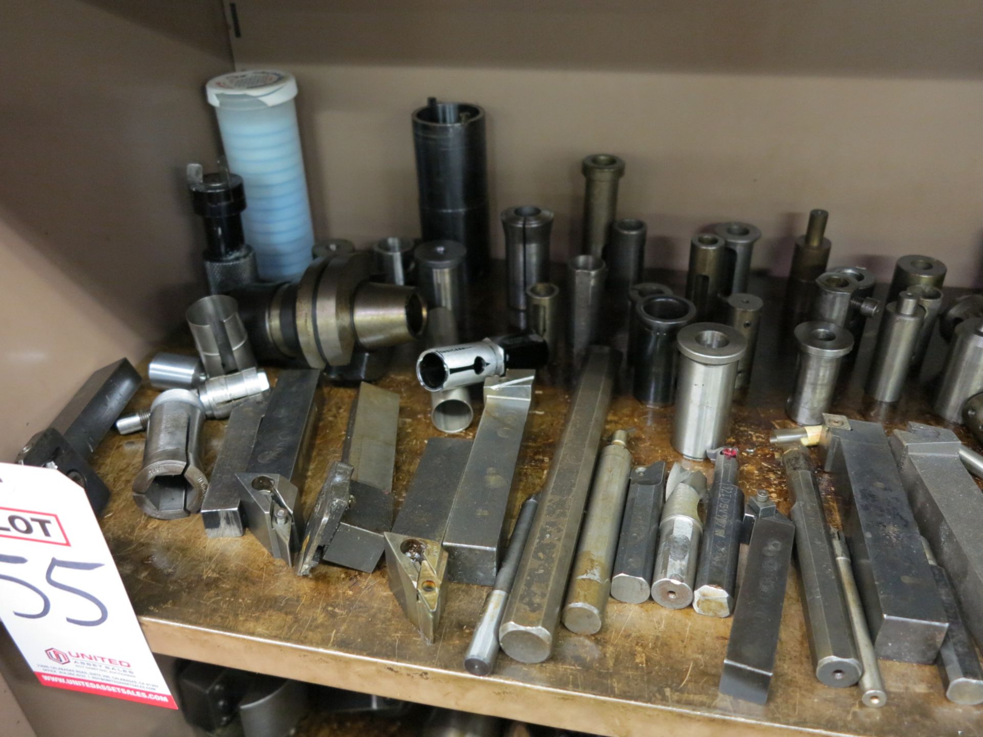 LOT - LATHE TOOLING ON (1) SHELF OF STORAGE CABINET