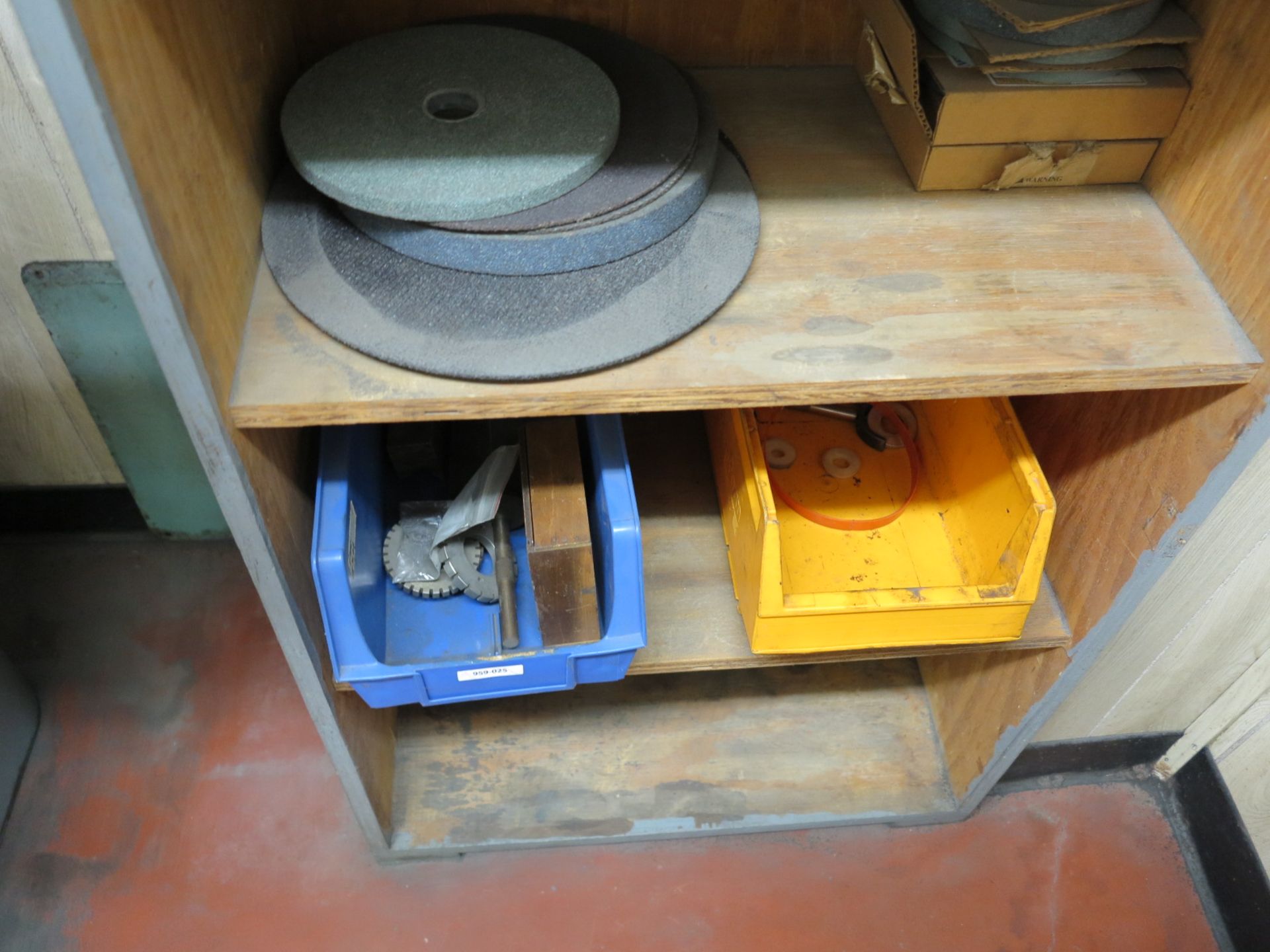 LOT - CONTENTS OF (5) SHELVES, TO INCLUDE: GRINDING WHEELS, CONES, ETC. - Image 2 of 5