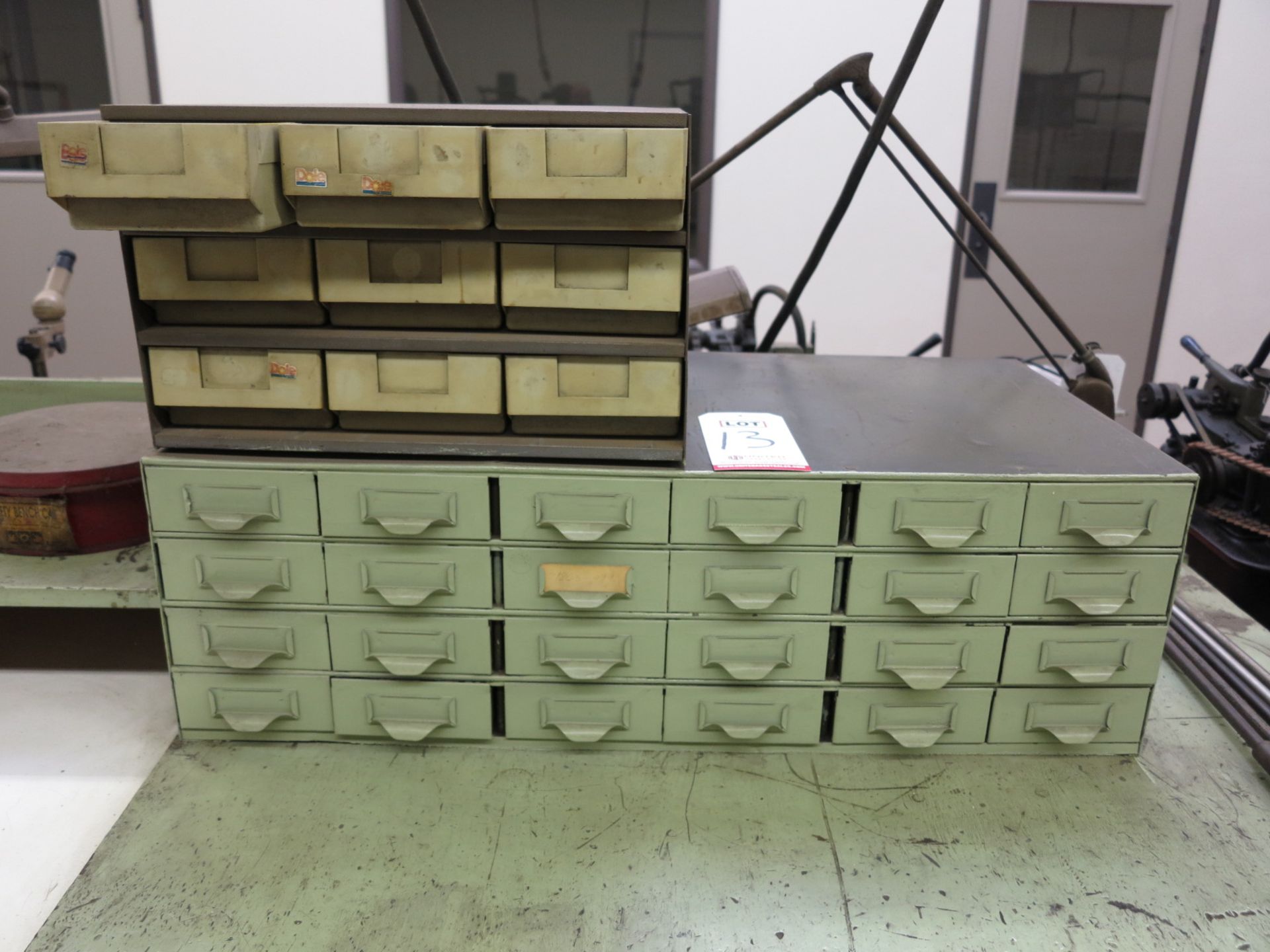 LOT - (1) 9-DRAWER AND (1) 24-DRAWER SMALL PARTS DESKTOP CABINET