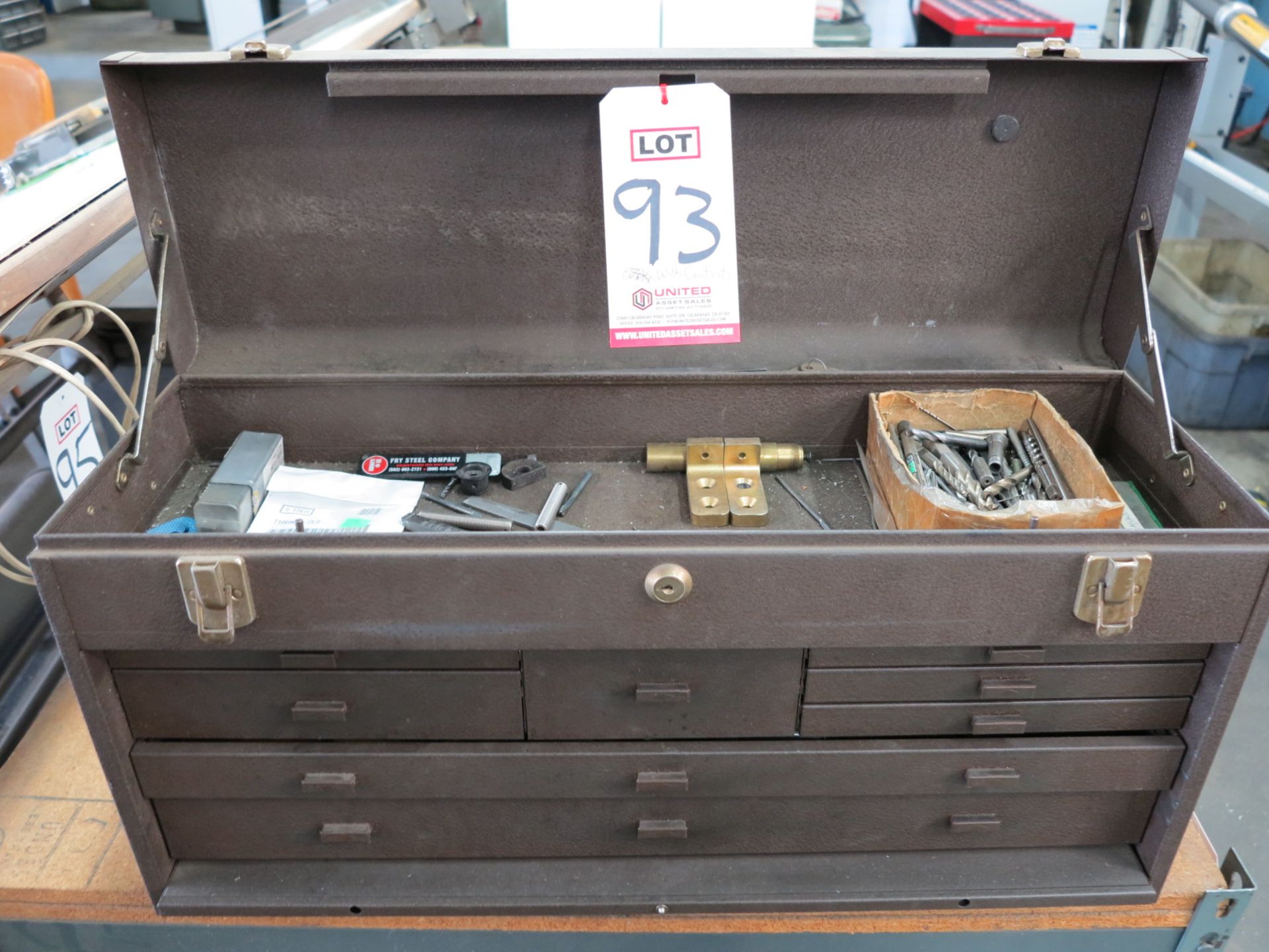 KENNEDY 8-DRAWER TOP BOX, W/ CONTENTS: LATHE TOOLING