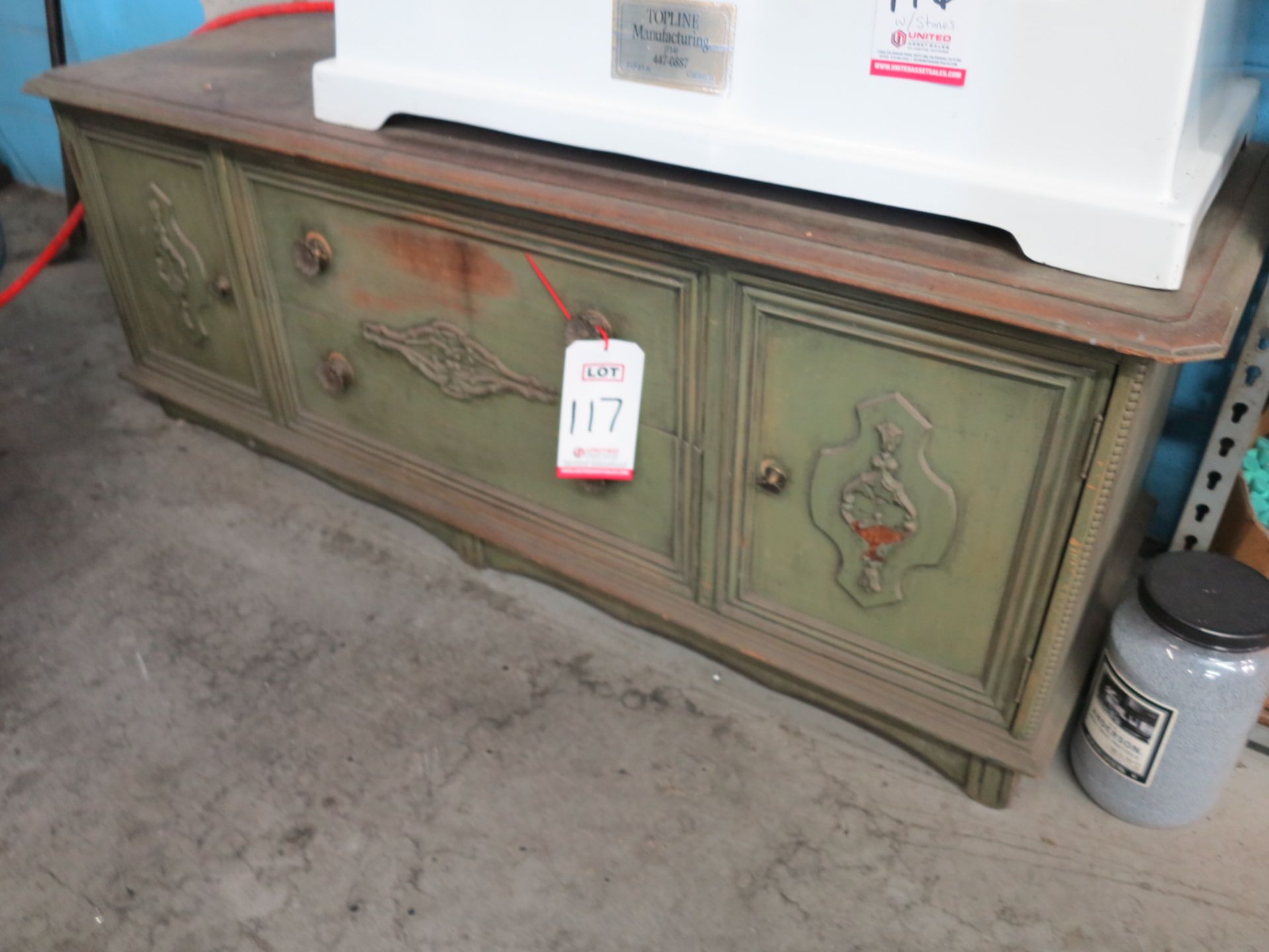 60" X 21" WOODEN CHEST/TABLE W/ DRAWERS