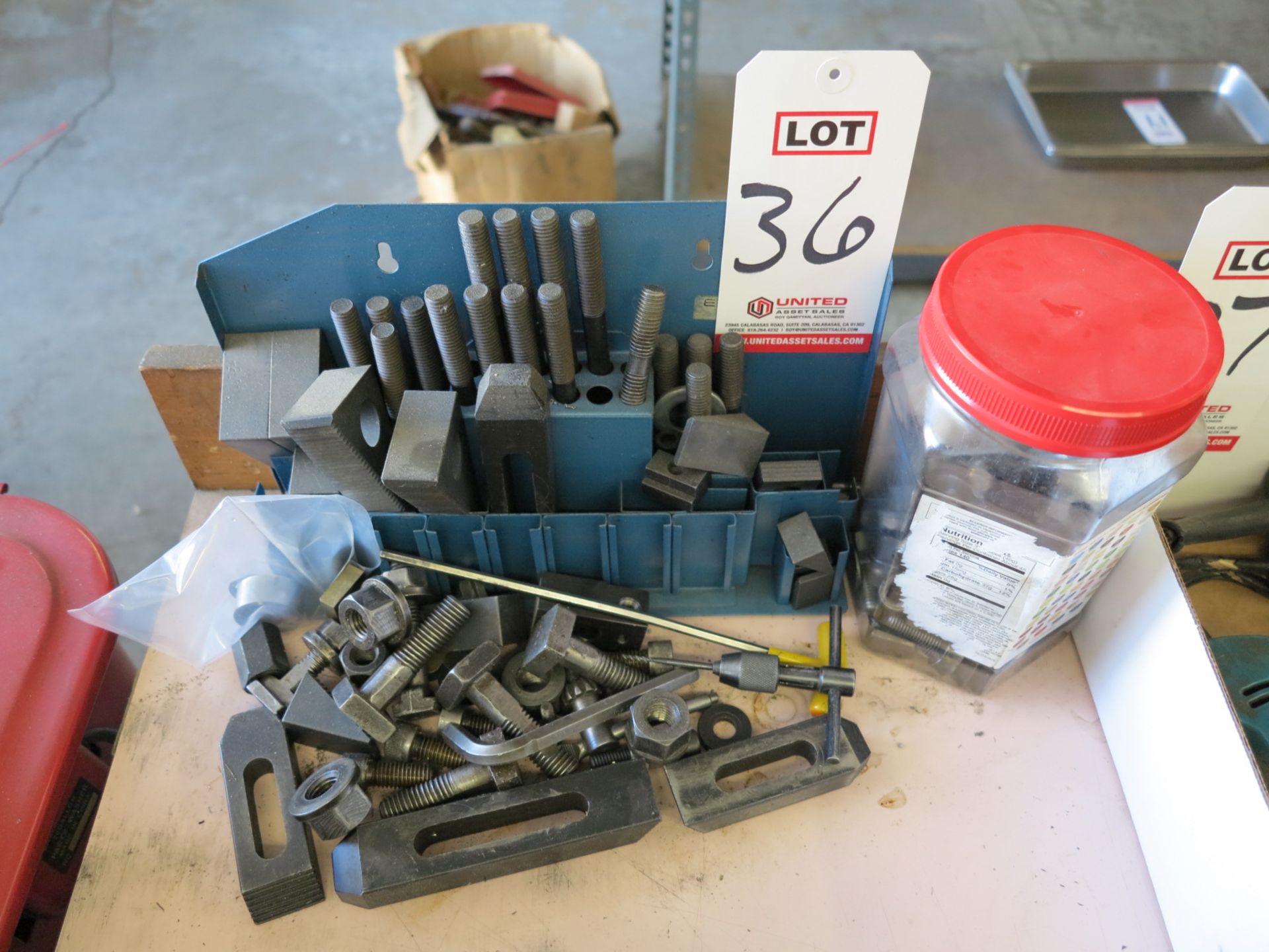 LOT - HOLD DOWN CLAMP AND RELATED ITEMS