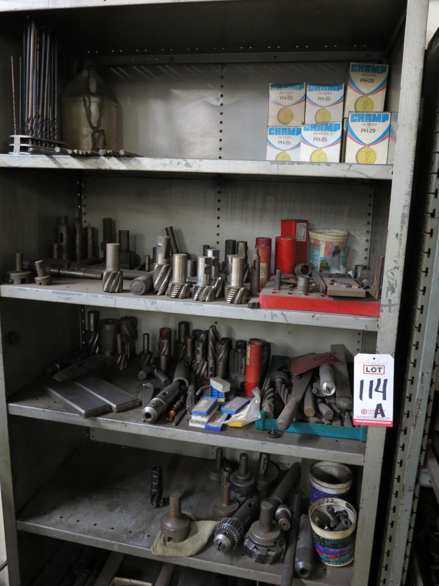 LOT - CONTENTS ONLY OF (4) SHELVES: END MILLS, DRILLS, BORING TOOLING, FACING TOOLS