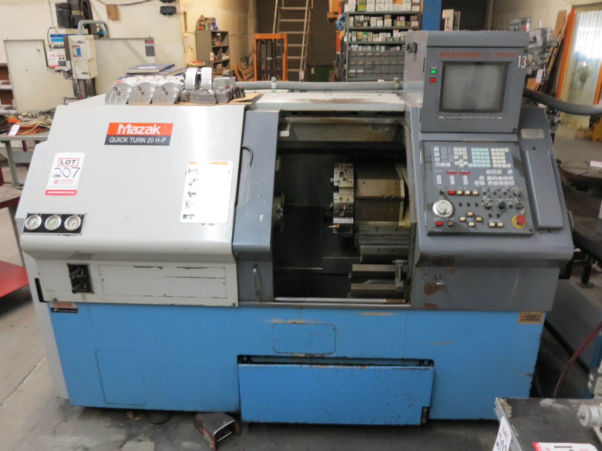 1997 MAZAK QUICK TURN 20 H-P CNC LATHE, MAZATROL T-PLUS CNC CONTROL, 8" CHUCK, S/N 128888 - Image 2 of 9