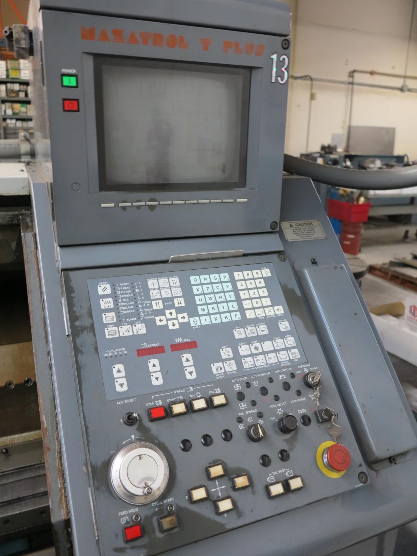 1997 MAZAK QUICK TURN 20 H-P CNC LATHE, MAZATROL T-PLUS CNC CONTROL, 8" CHUCK, S/N 128888 - Image 7 of 9