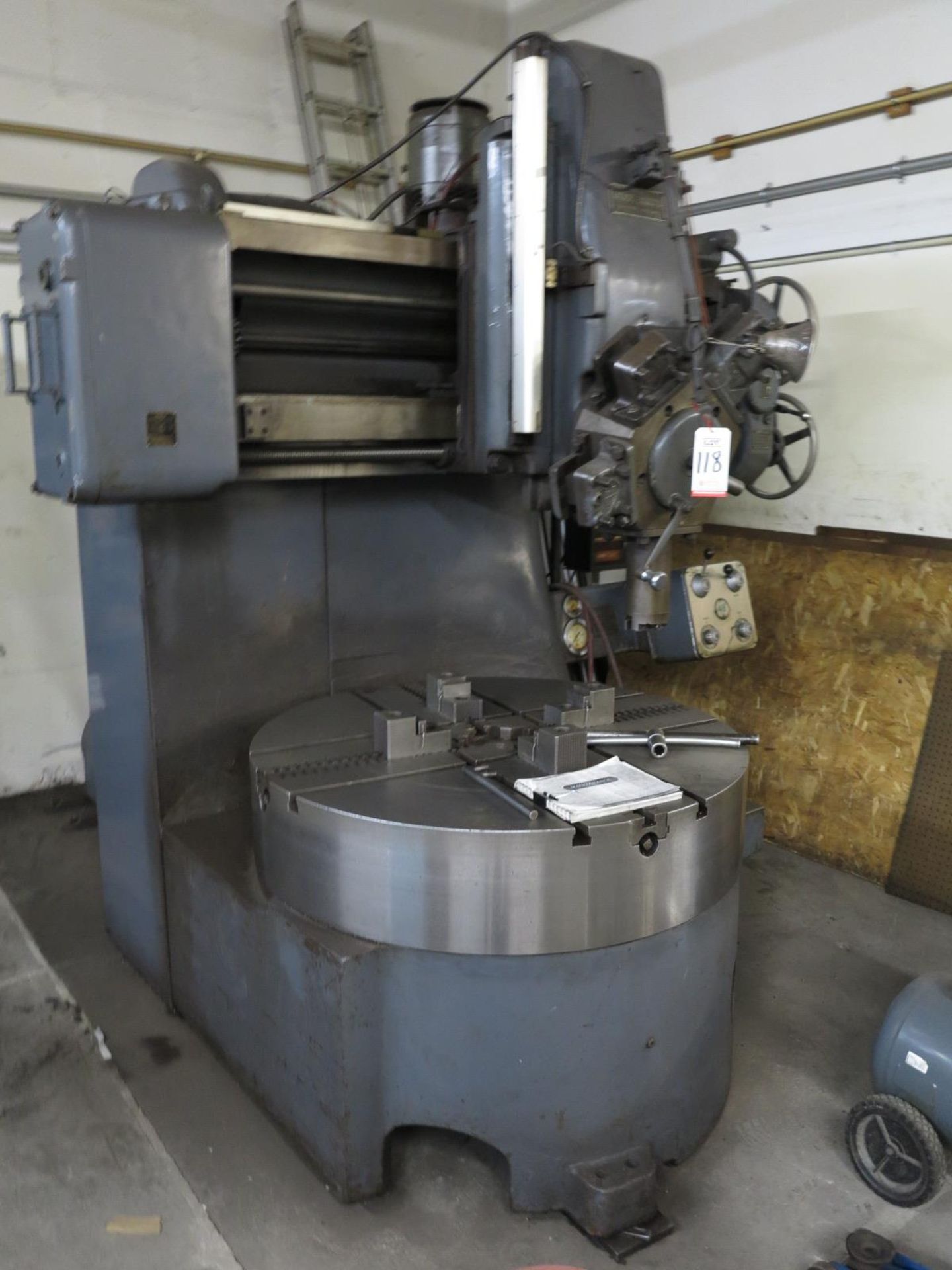 WEBSTER BENNETT VERTICAL LATHE, 48" 4-JAW ROTARY CHUCK, 5-STATION TURRET, MINI WIZARD DRO, 35 - Image 3 of 21