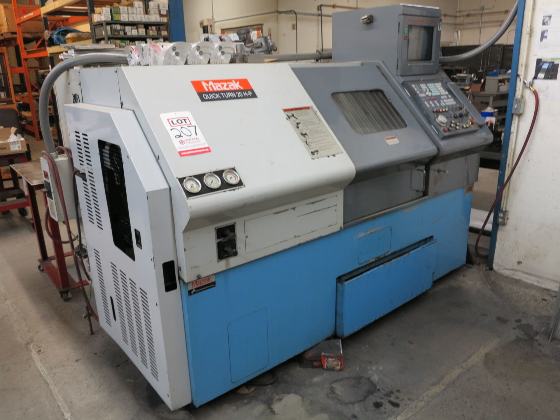 1997 MAZAK QUICK TURN 20 H-P CNC LATHE, MAZATROL T-PLUS CNC CONTROL, 8" CHUCK, S/N 128888 - Image 3 of 9