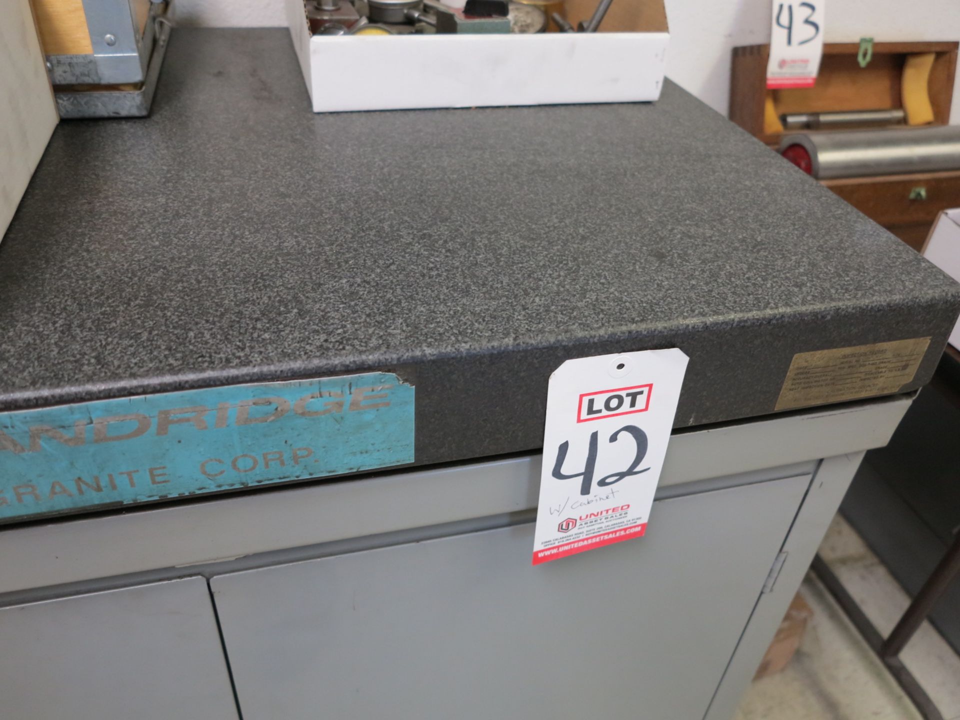 LOT - BLACK GRANITE SURFACE PLATE, 36" X 24" X 3", W/ 2-DOOR CABINET - Image 2 of 2