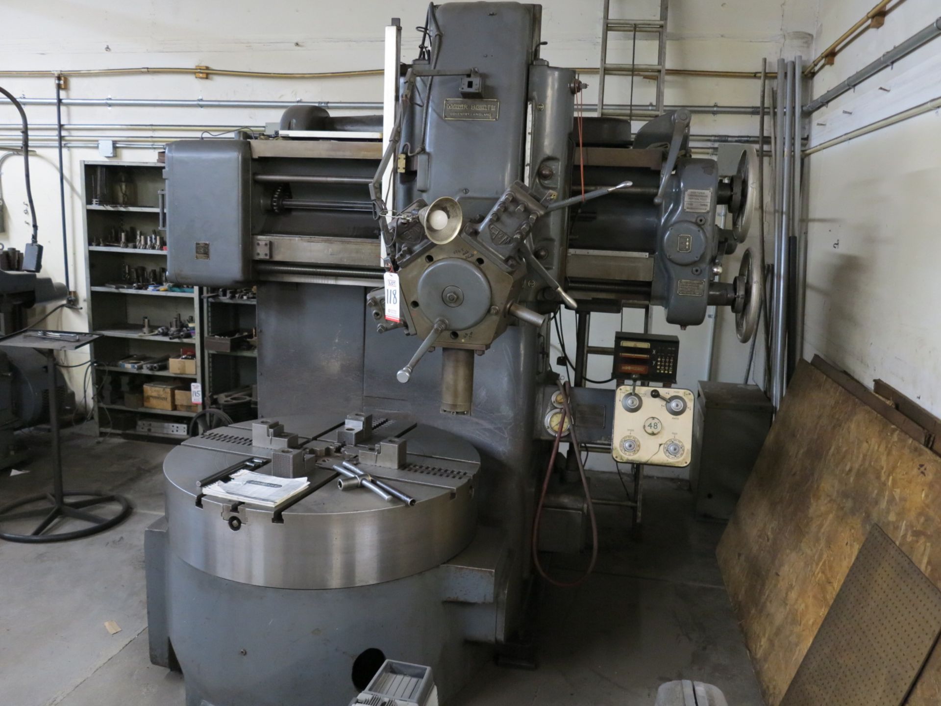 WEBSTER BENNETT VERTICAL LATHE, 48" 4-JAW ROTARY CHUCK, 5-STATION TURRET, MINI WIZARD DRO, 35 - Image 4 of 21
