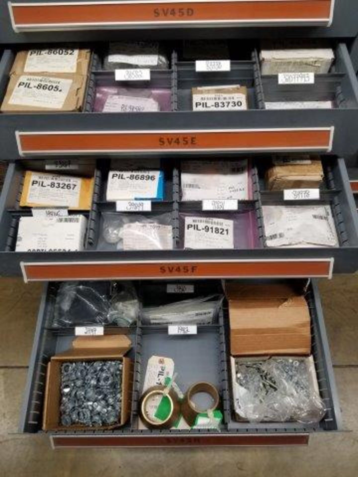 LOT - CONTENTS ONLY OF (10) VIDMAR CABINETS, CONSISTING OF ASSORTED HARDWARE, GASKETS, ELECTRICAL - Image 3 of 32