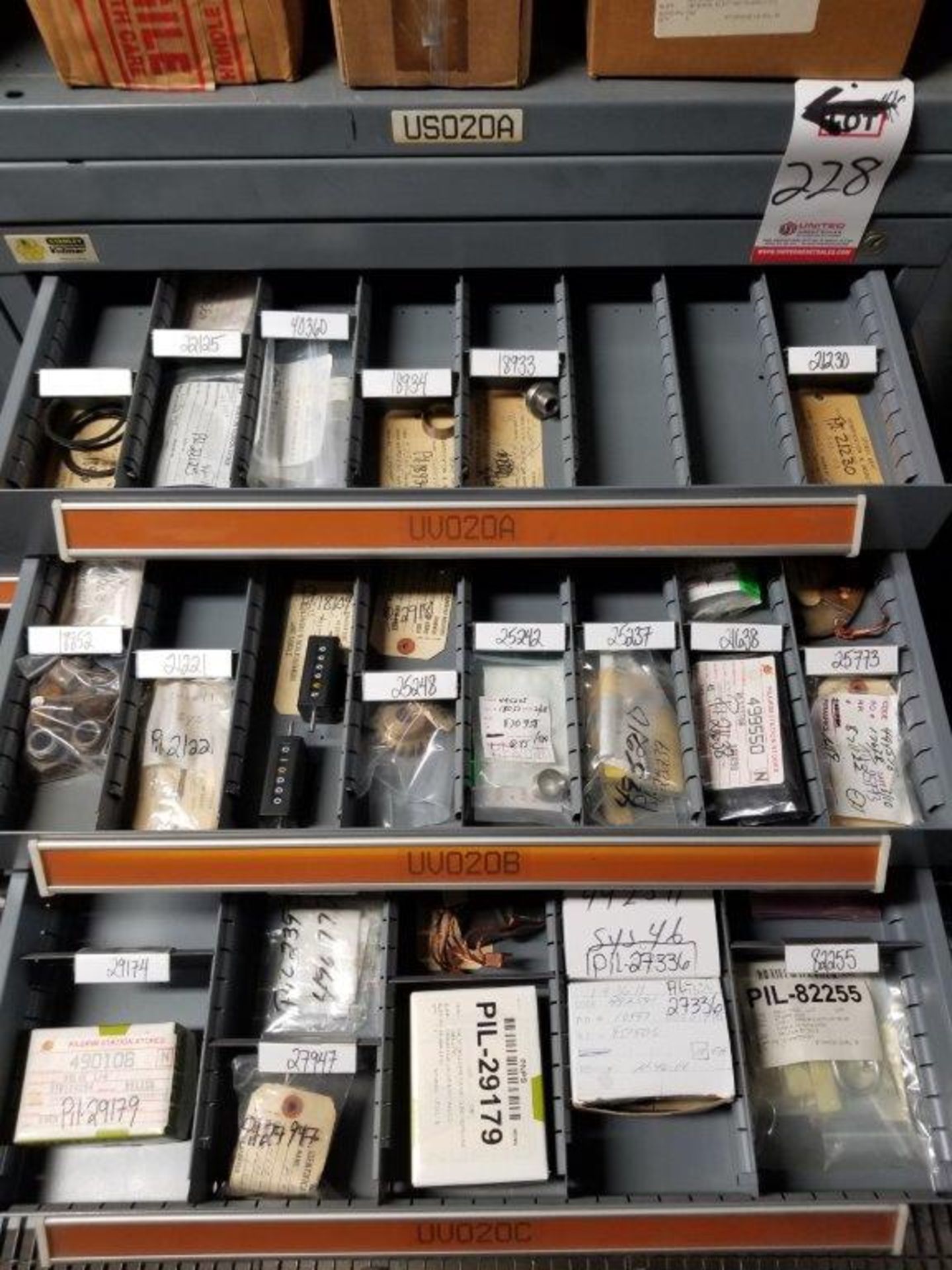 LOT - CONTENTS ONLY OF (9) VIDMAR CABINETS, CONSISTING OF ASSORTED HARDWARE, ELECTRICAL SWITCHES & - Image 13 of 14