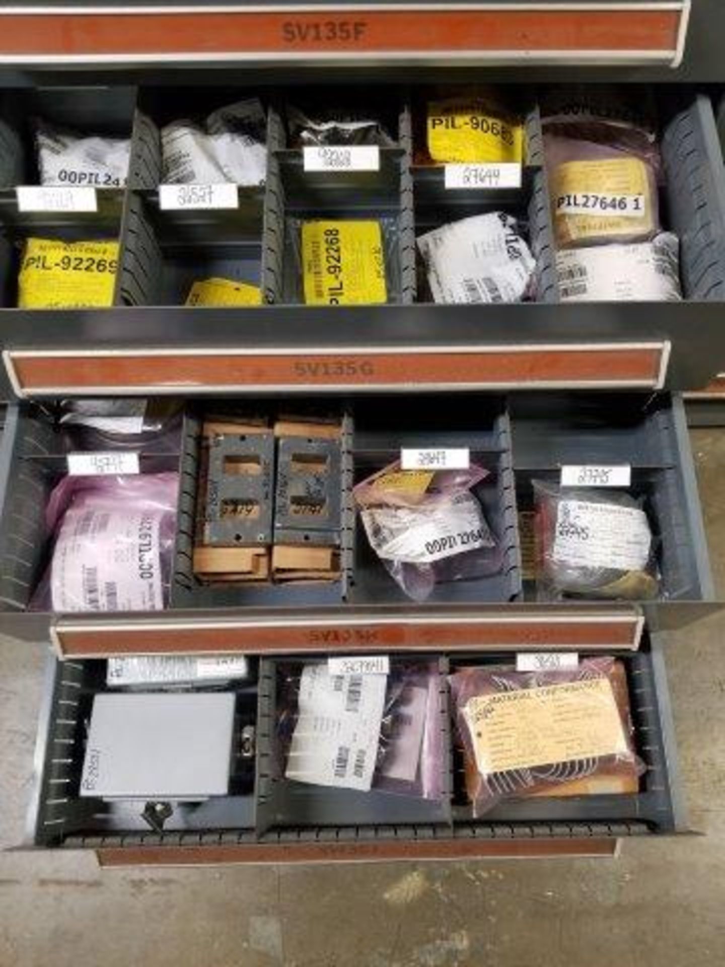 LOT - CONTENTS ONLY OF (23) VIDMAR CABINETS, CONSISTING OF ASSORTED HARDWARE, ELECTRICAL - Image 63 of 78