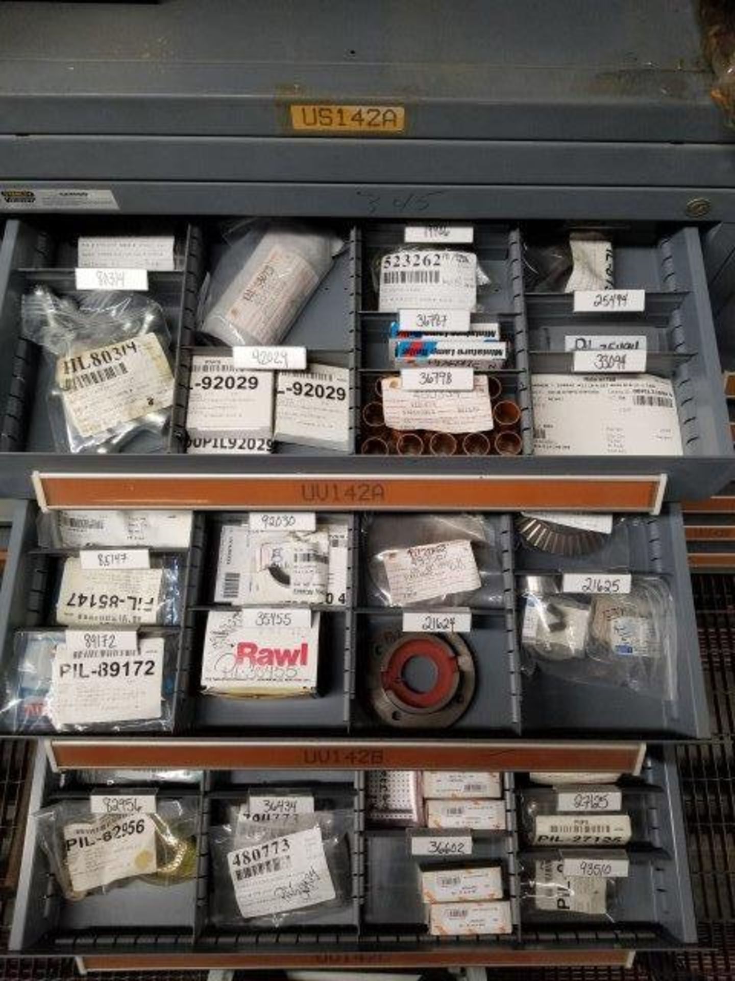 LOT - CONTENTS ONLY OF (14) VIDMAR CABINETS, CONSISTING OF ASSORTED HARDWARE, ELECTRICAL - Image 19 of 50