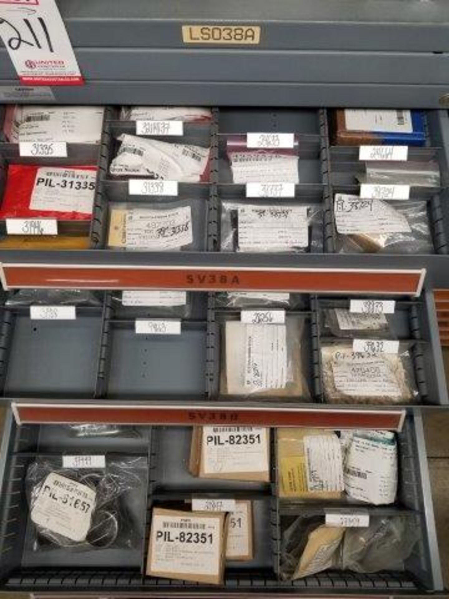 LOT - CONTENTS ONLY OF (14) VIDMAR CABINETS, CONSISTING OF ASSORTED HARDWARE, GASKETS, ELECTRICAL - Image 2 of 42