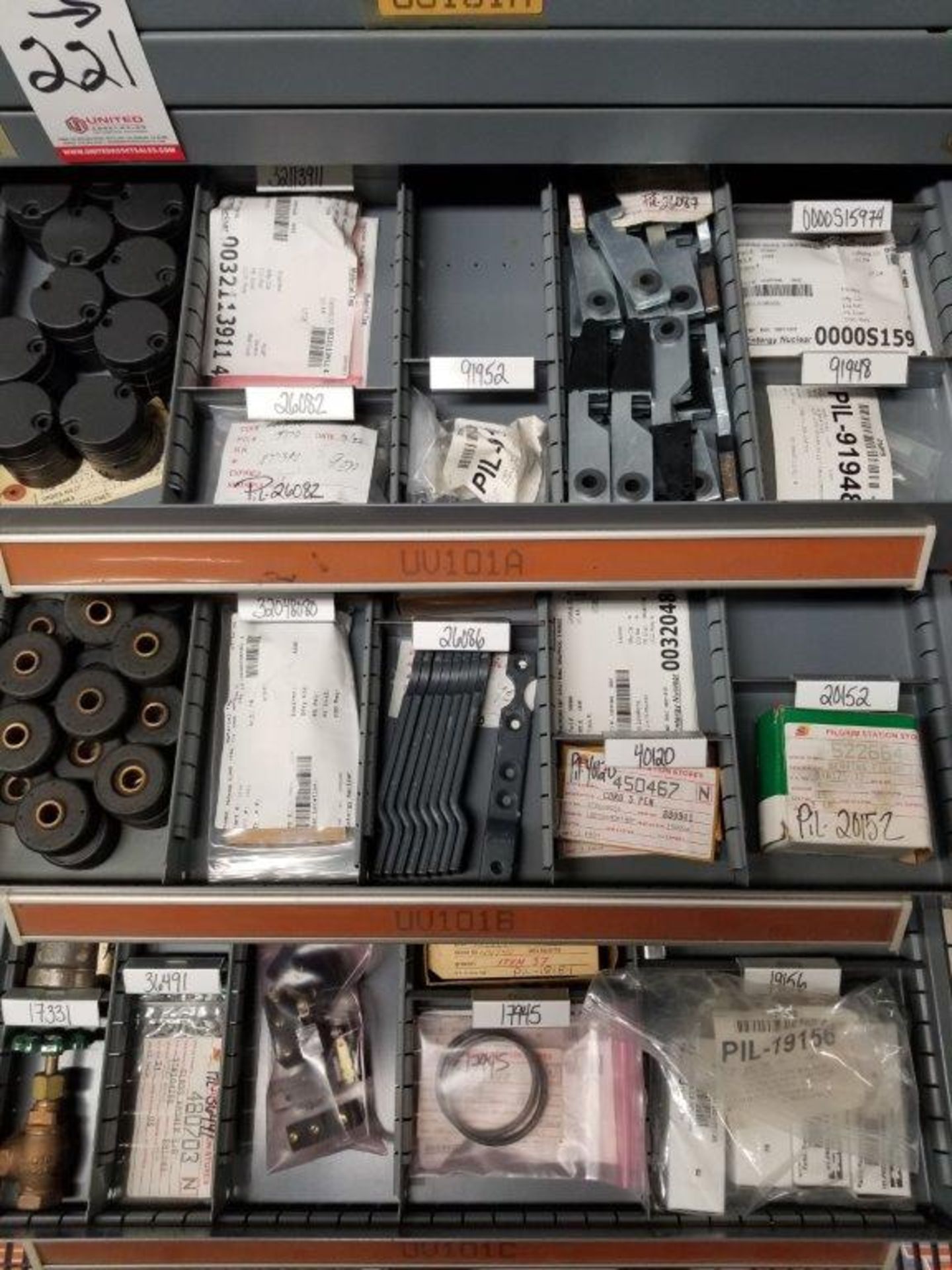 LOT - CONTENTS ONLY OF (16) VIDMAR CABINETS, CONSISTING OF ASSORTED HARDWARE, ELECTRICAL - Image 2 of 41