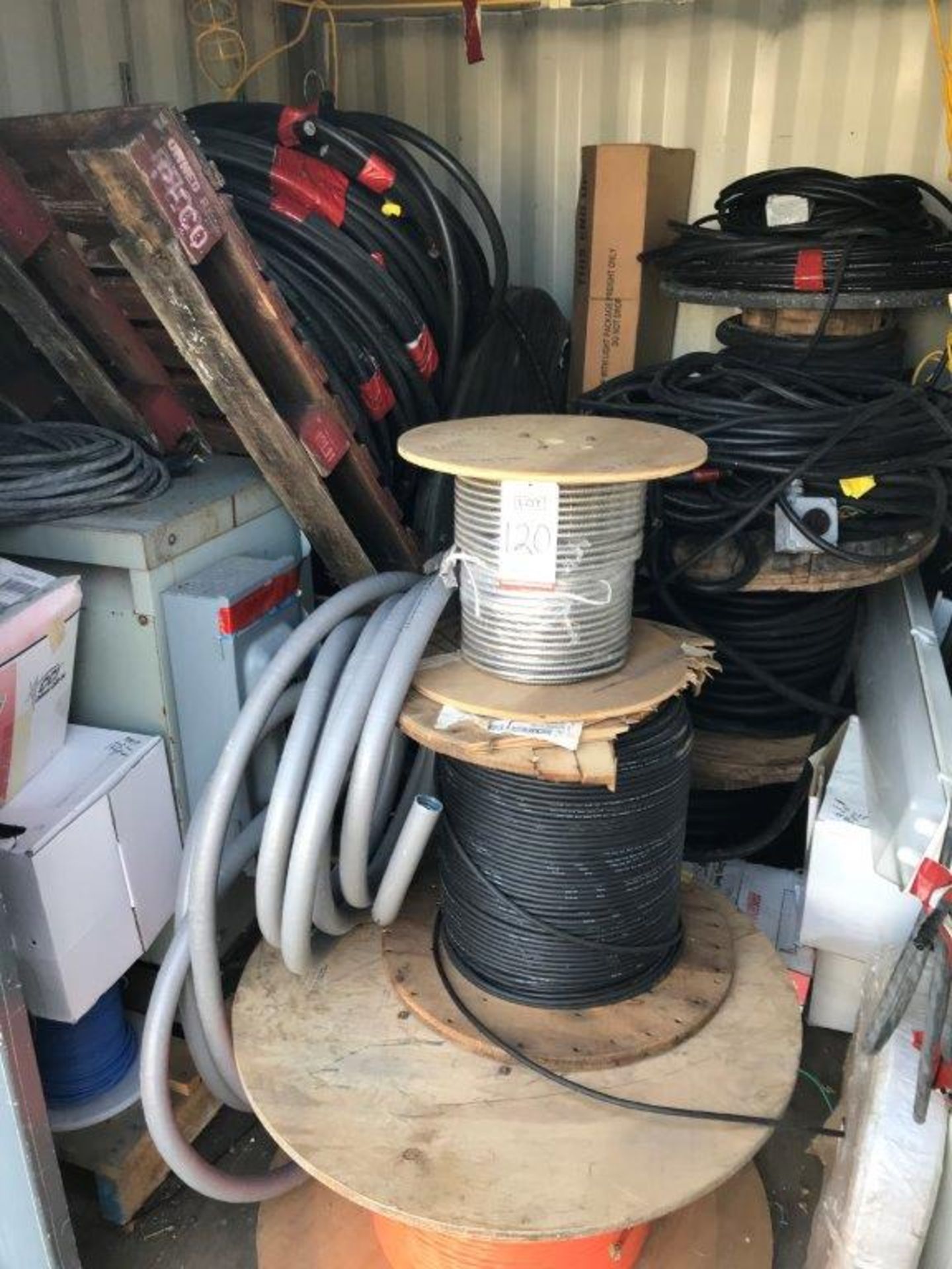 LOT - ASSORTED ELECTRICAL WIRE/CABLE, TRANSFORMER, ETC. (LOCATION: FLEX CONTAINER)