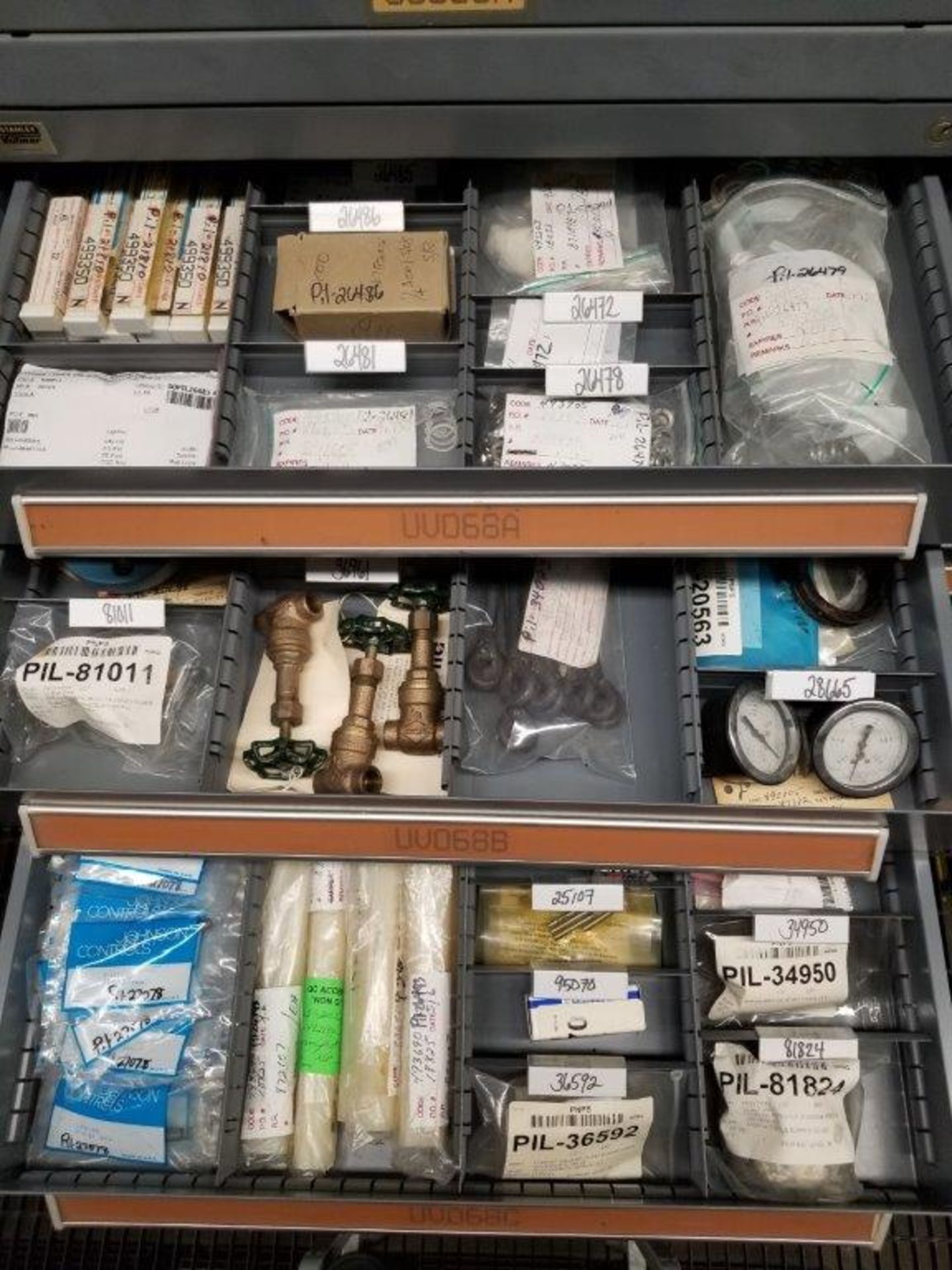 LOT - CONTENTS ONLY OF (14) VIDMAR CABINETS, CONSISTING OF ASSORTED HARDWARE, ELECTRICAL - Image 43 of 48