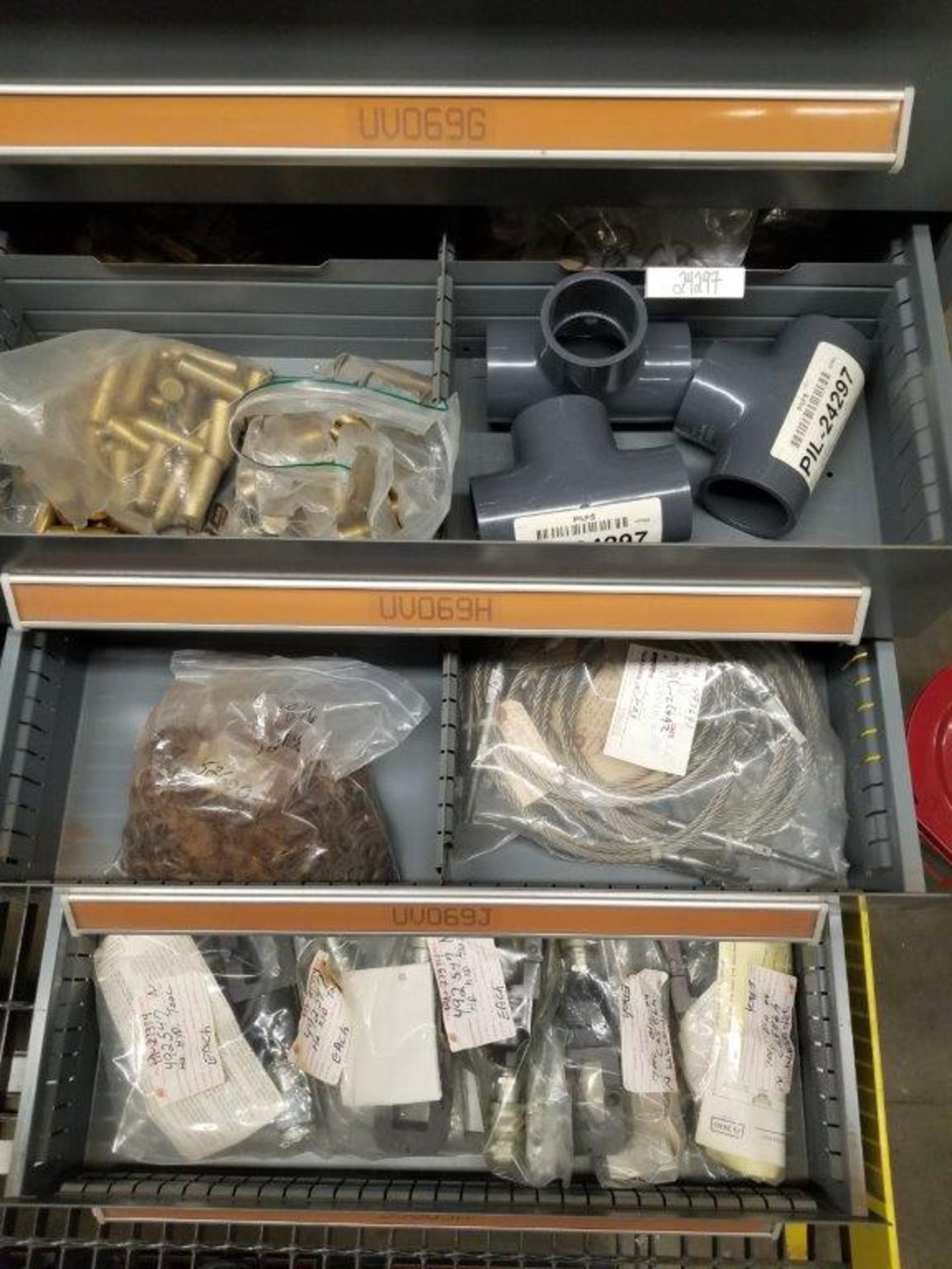 LOT - CONTENTS ONLY OF (14) VIDMAR CABINETS, CONSISTING OF ASSORTED HARDWARE, ELECTRICAL - Image 48 of 48