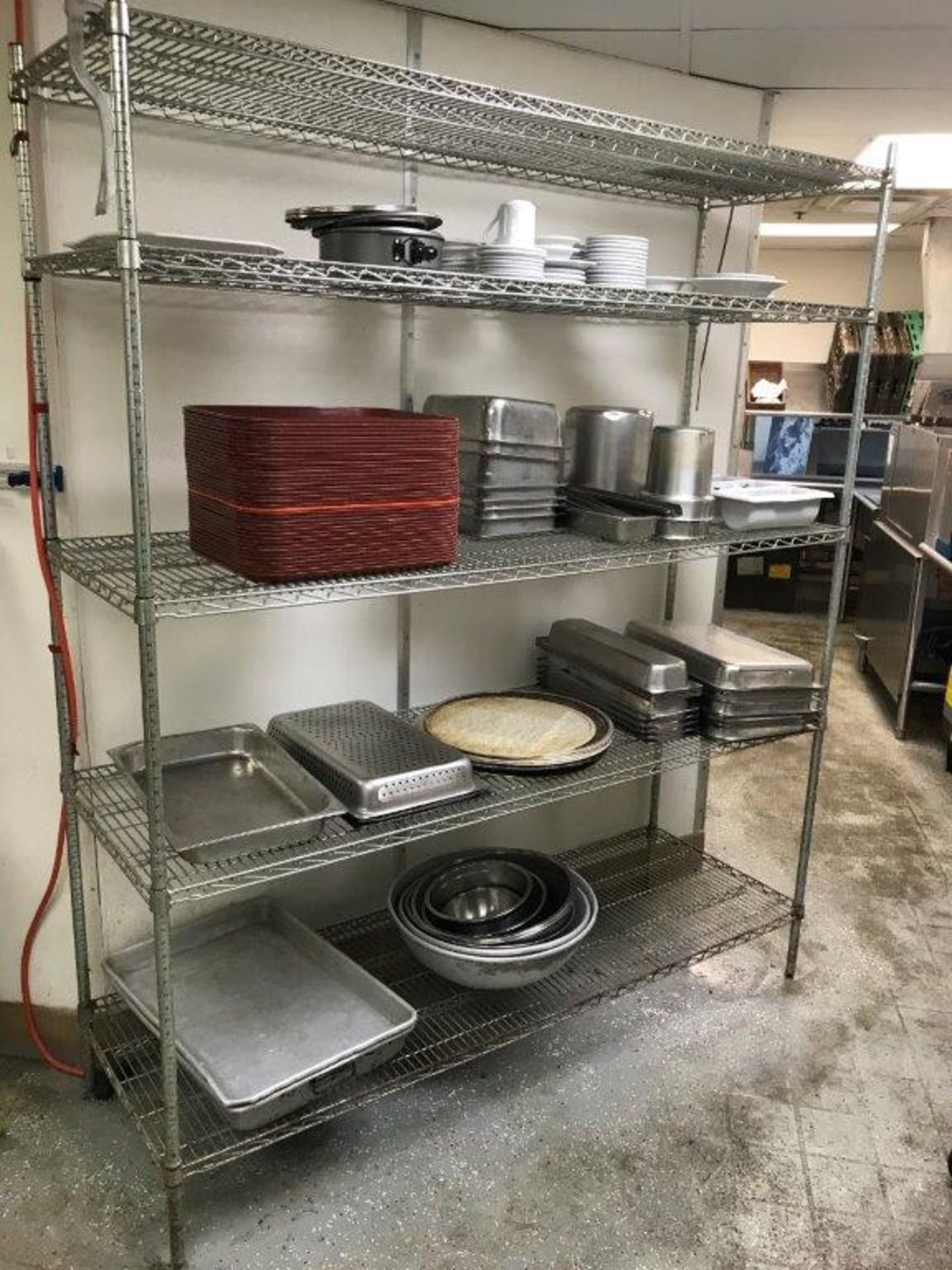 LOT - ASSORTED PANS, TRAYS, PLATES, BOWLS, ETC., TO INCLUDE (3) RACKS - Image 2 of 2