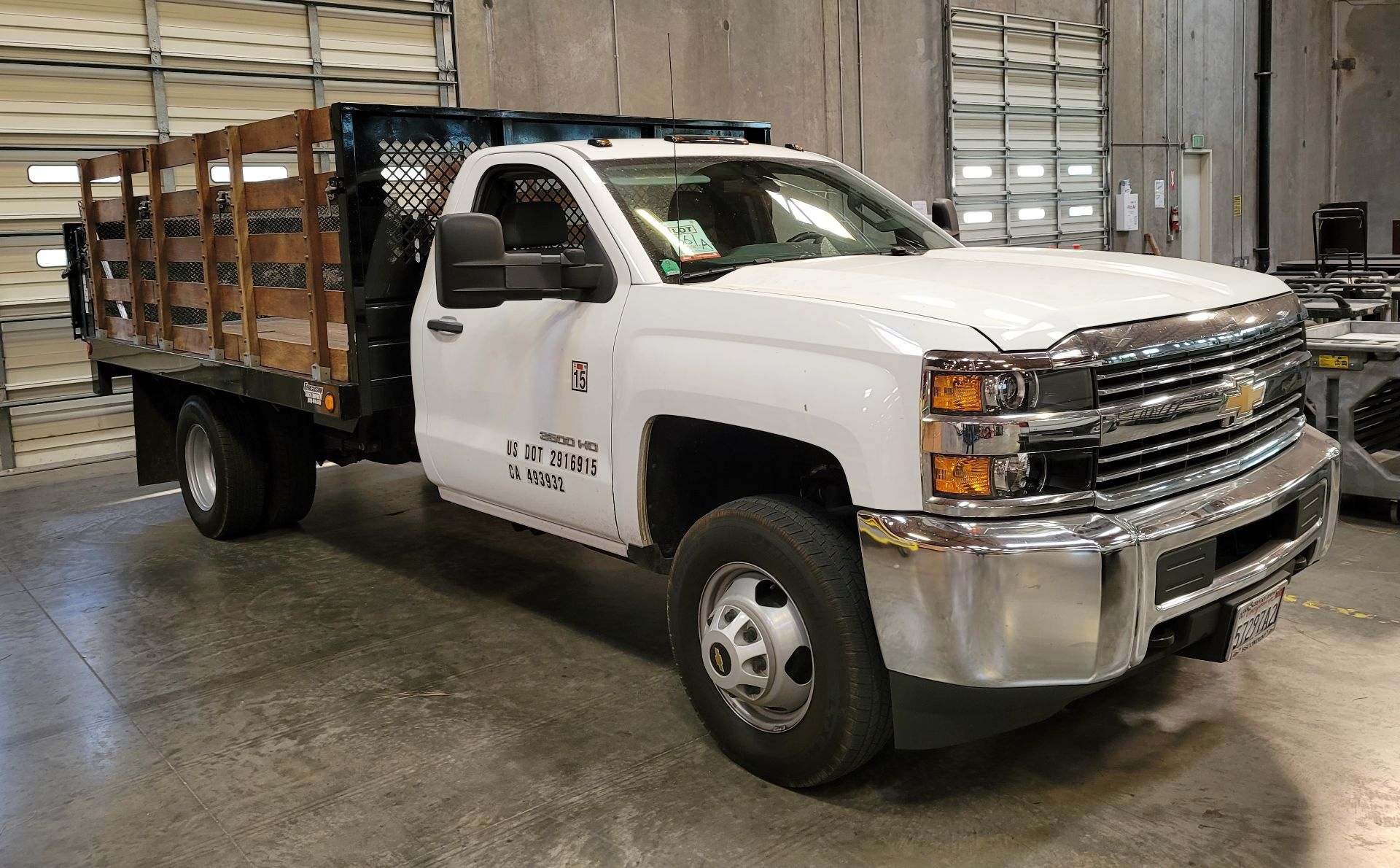 2016 CHEVROLET SILVERADO 3500 HD 13' STAKE BED TRUCK W/ TOMMY LIFT LIFTGATE, GASOLINE, 27,975 MILES,